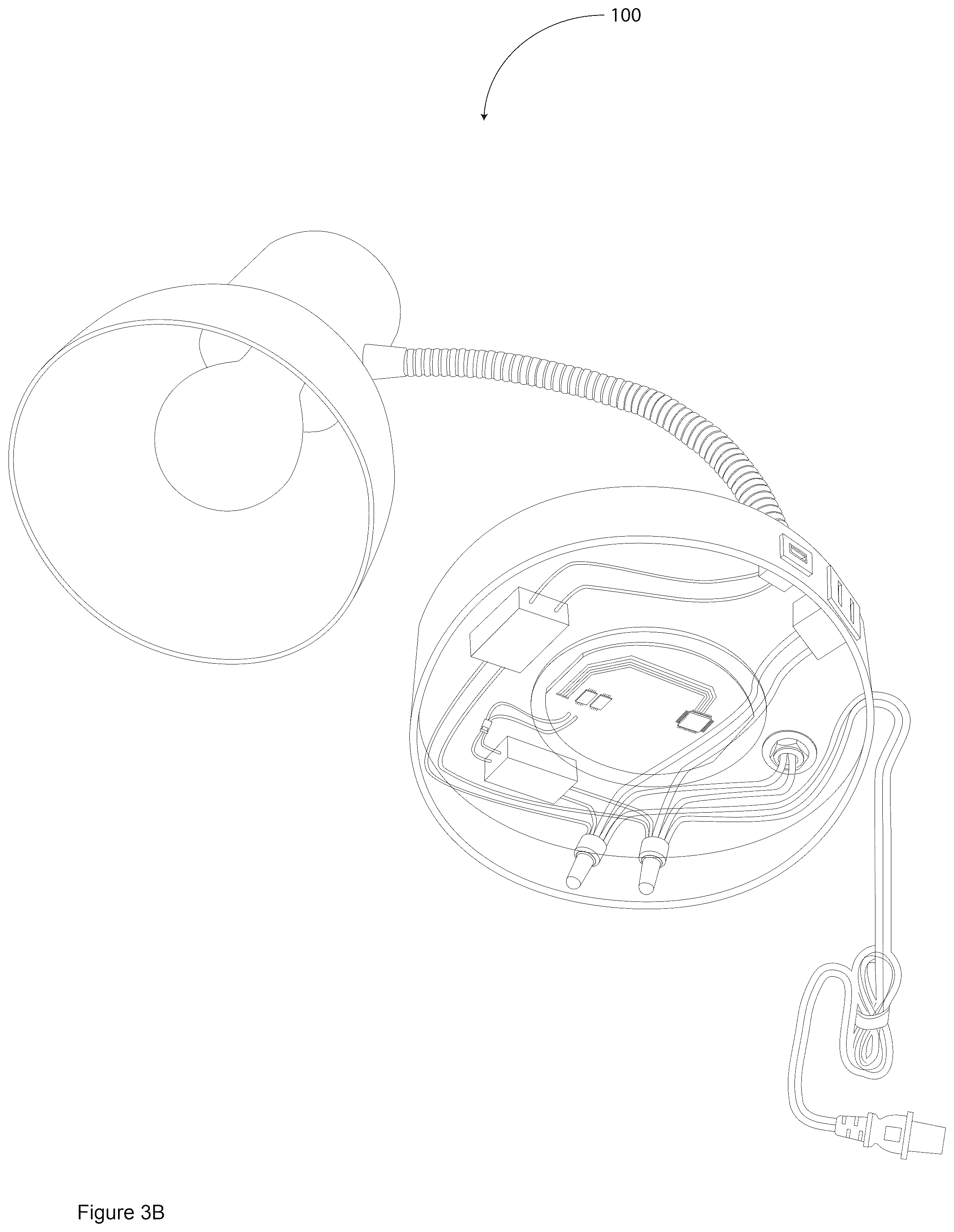 Patent US12366349 Figure 8 – Table lamp having USB charging ports and wireless charging module