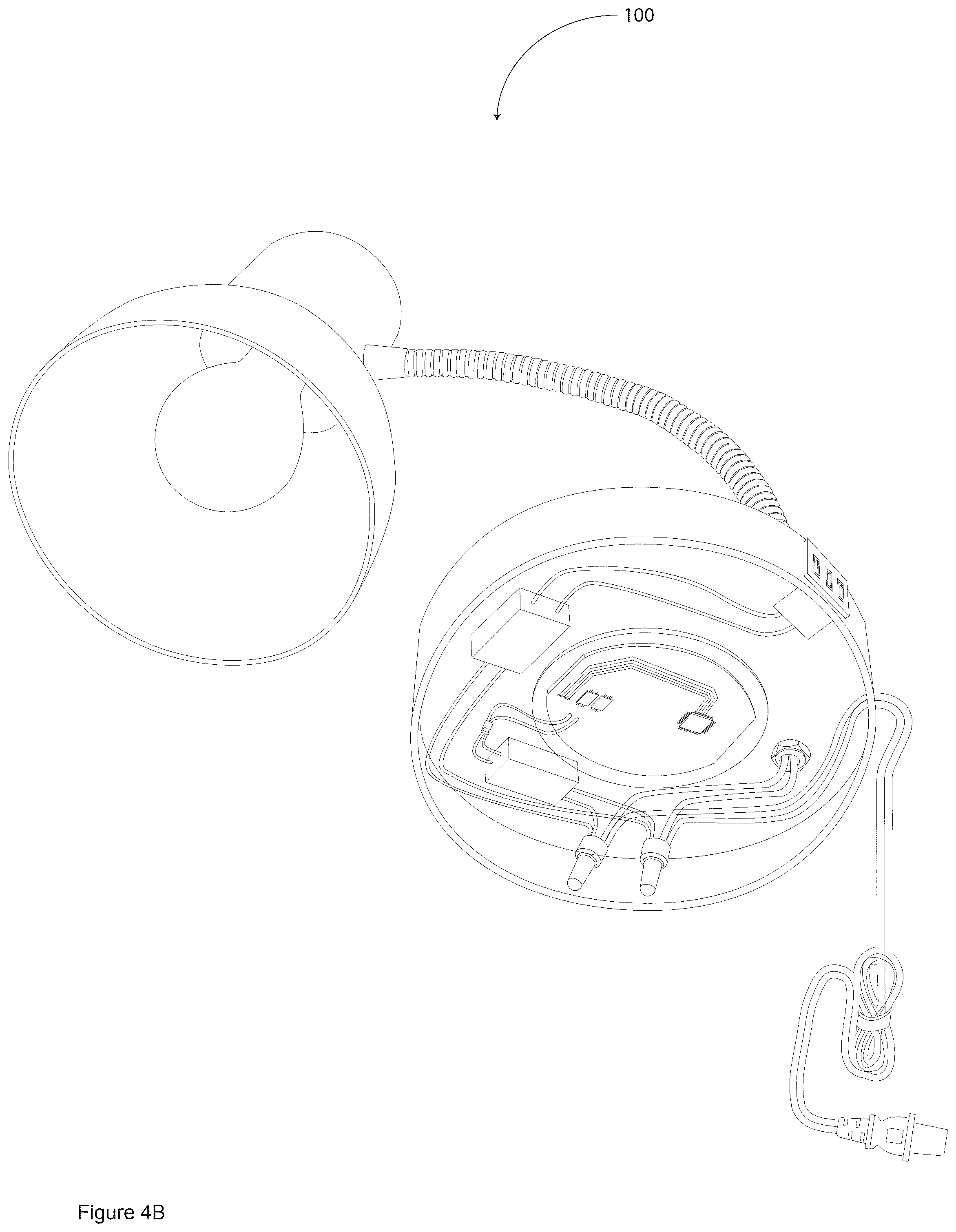 Patent US12366349 Figure 11 – Table lamp having USB charging ports and wireless charging module