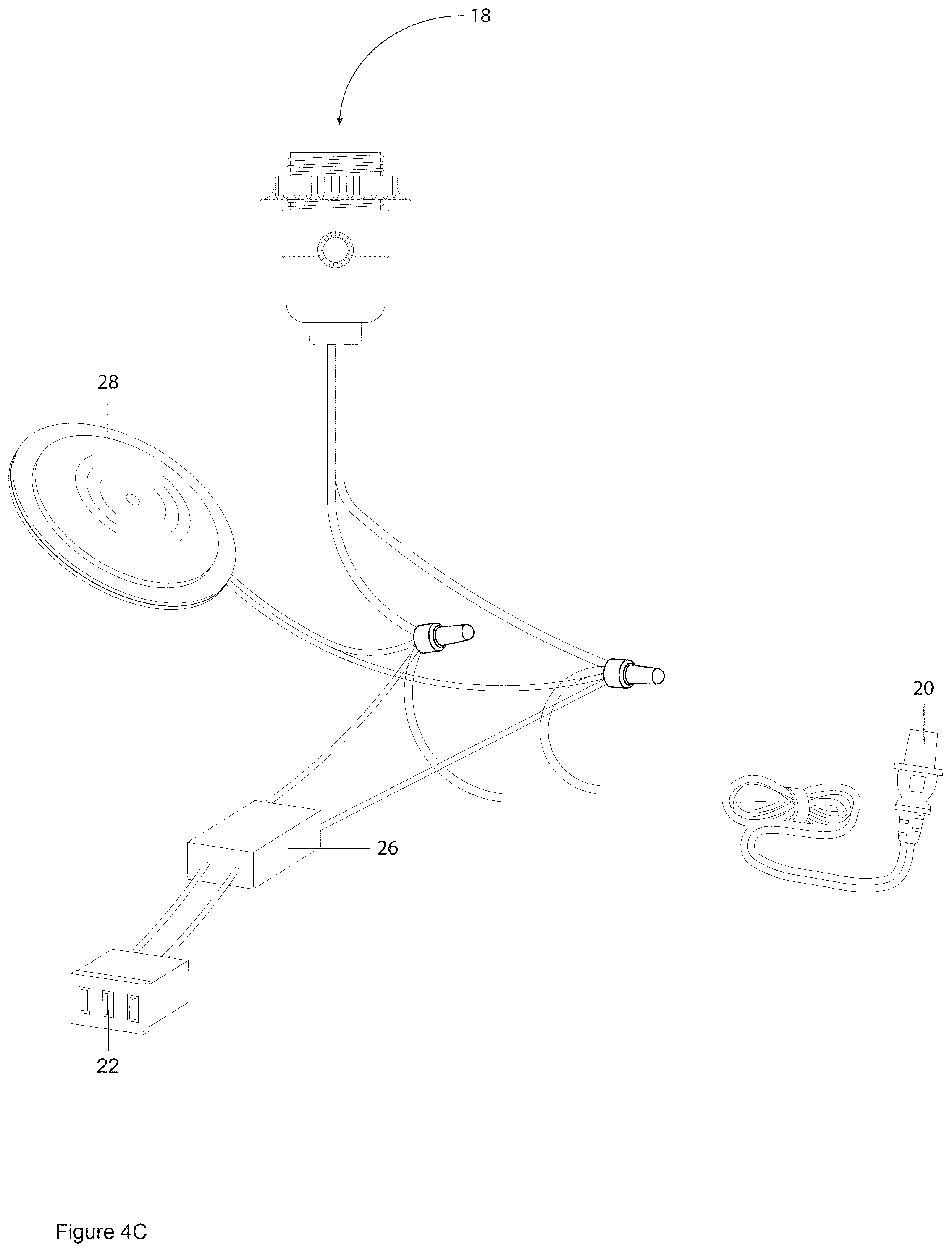 Patent US12366349 Figure 12 – Table lamp having USB charging ports and wireless charging module
