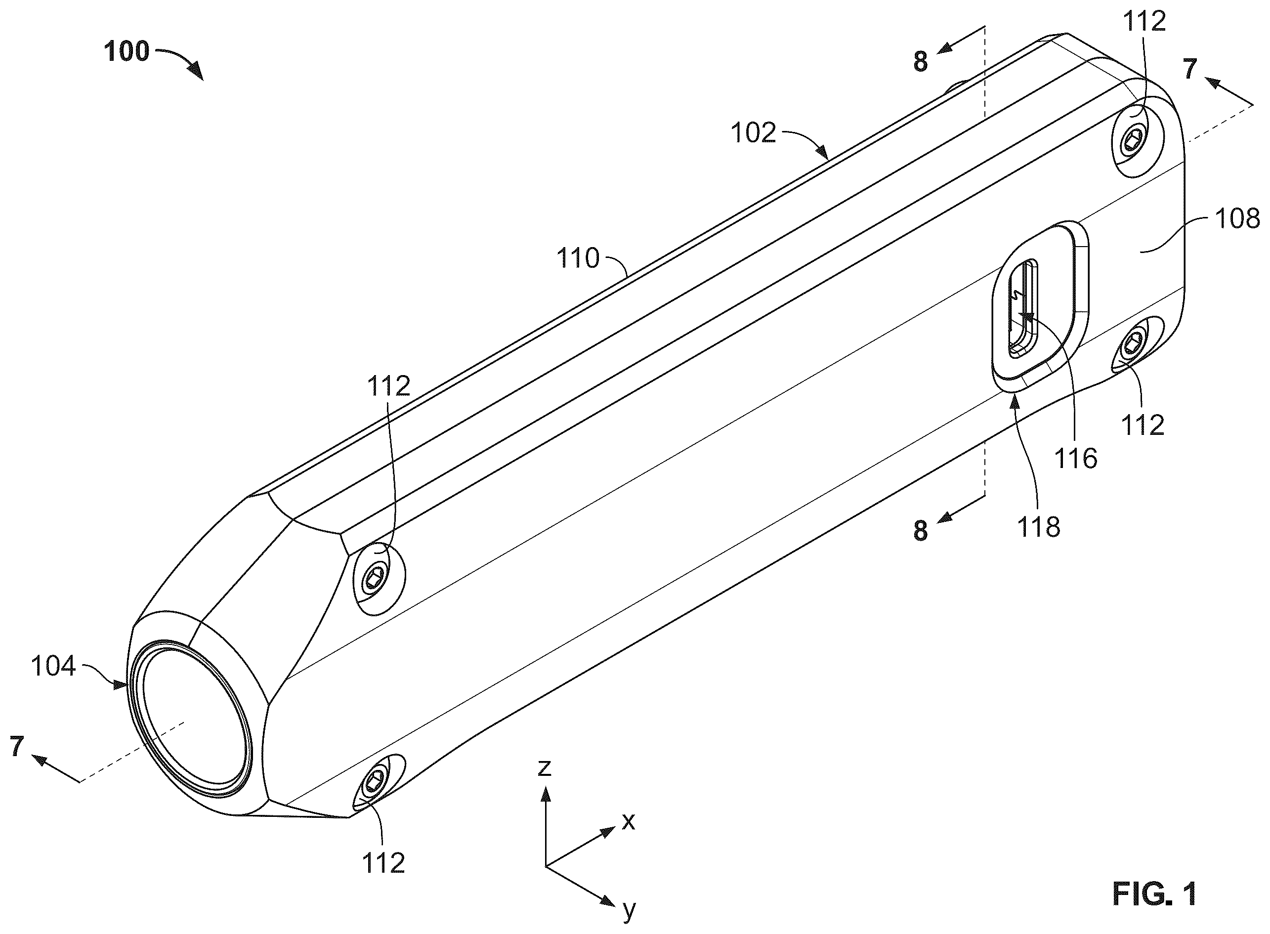 Patent US12366350 Figure 1 – Flashlight assembly