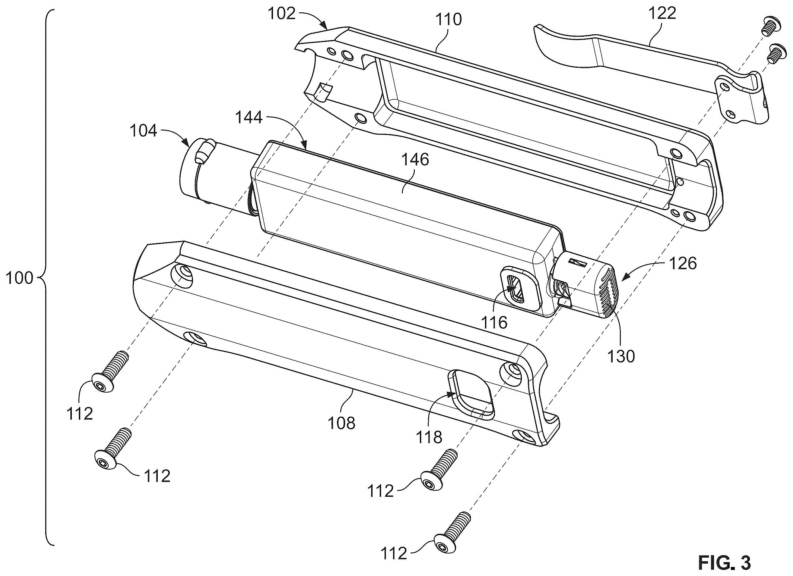 Patent US12366350 Figure 3 – Flashlight assembly