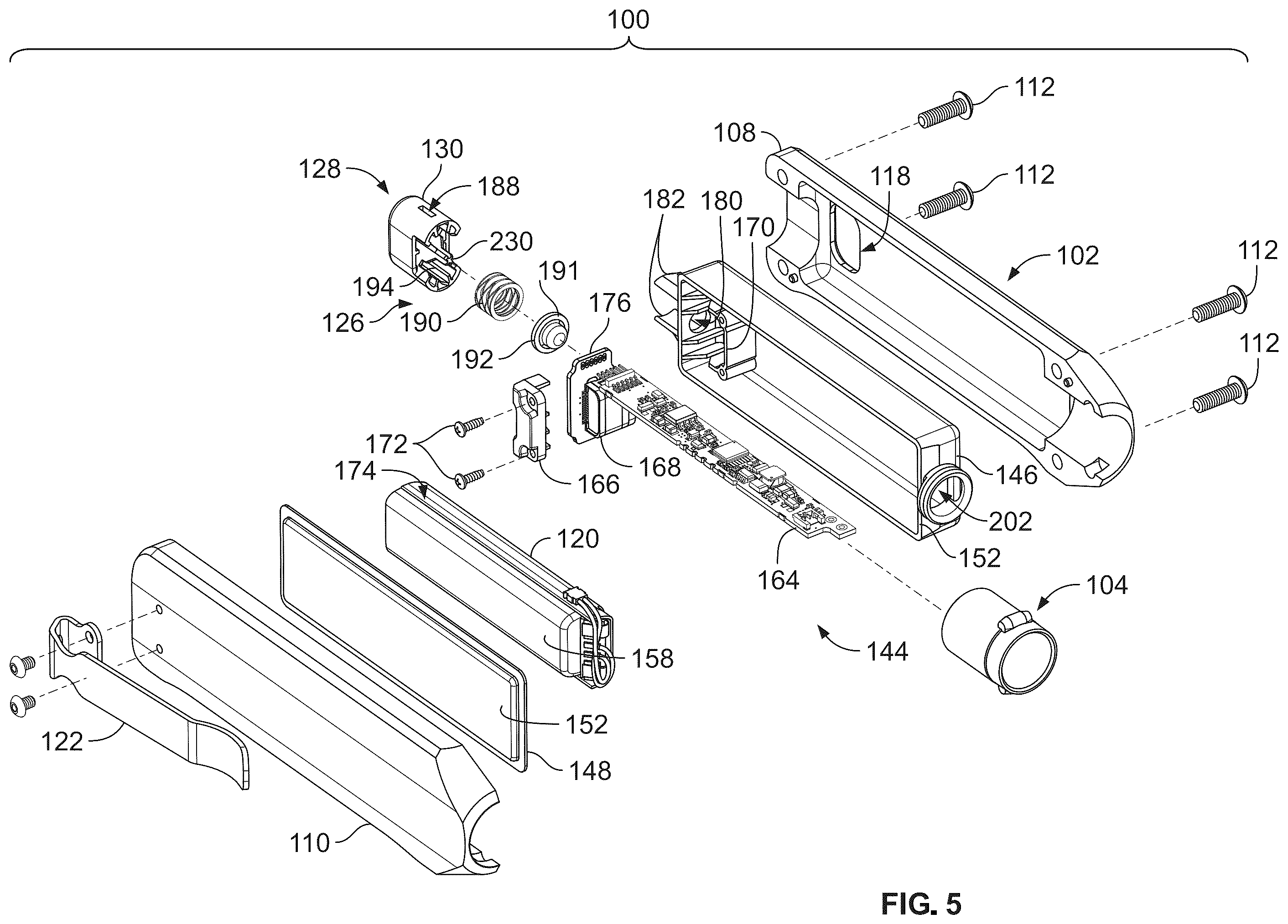 Patent US12366350 Figure 5 – Flashlight assembly