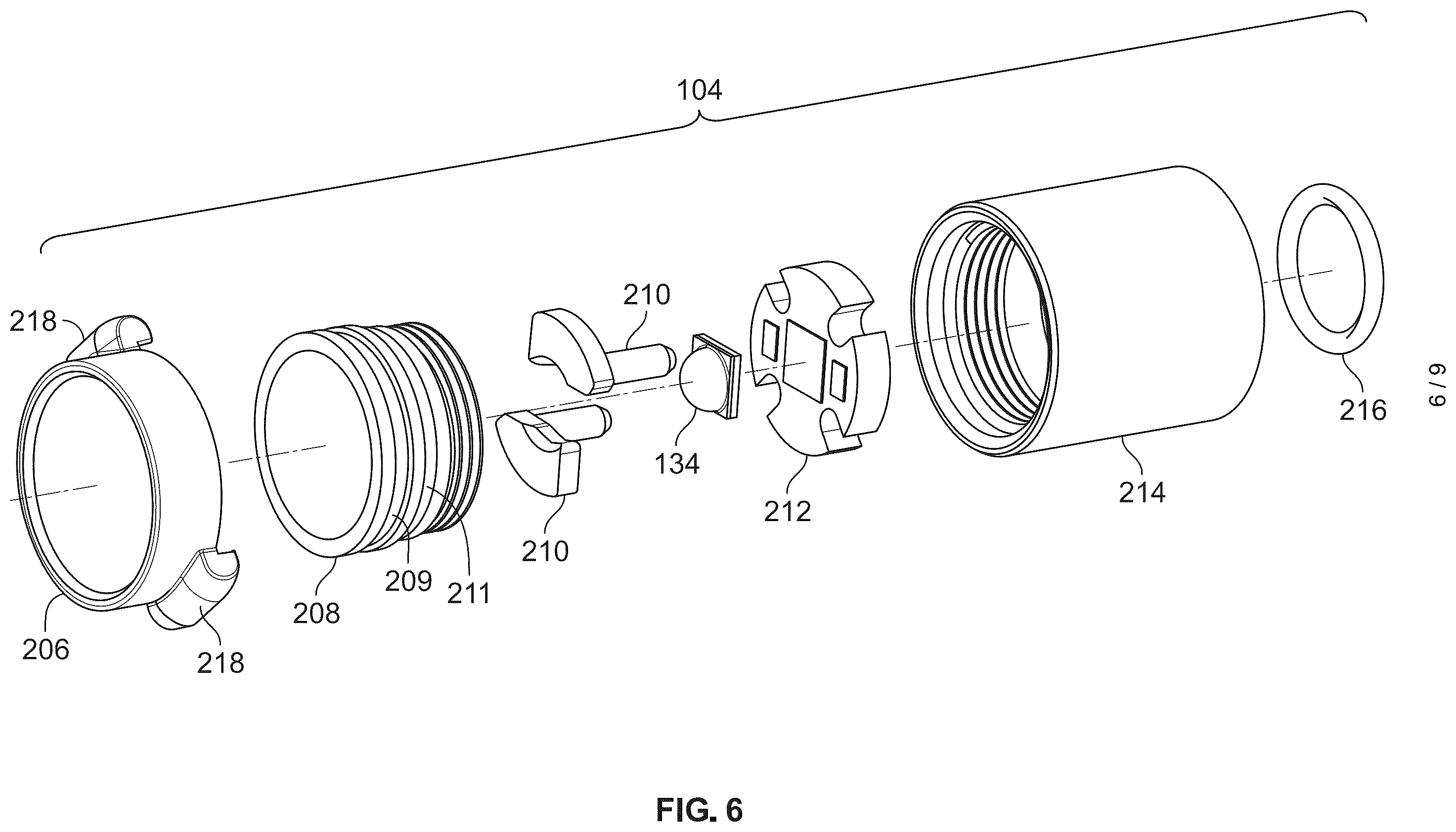 Patent US12366350 Figure 6 – Flashlight assembly
