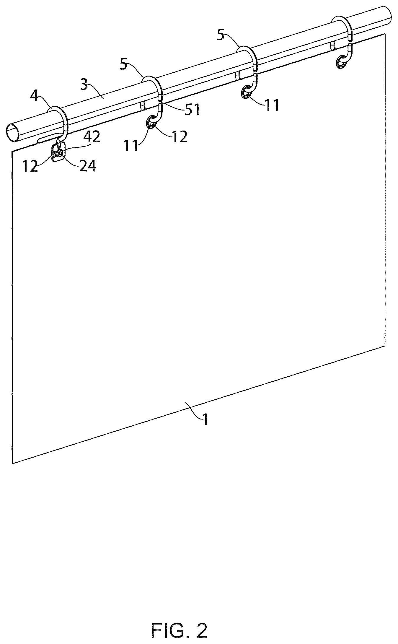 Patent US12366353 Figure 2 – Intelligent luminous shower curtain with built-in light source