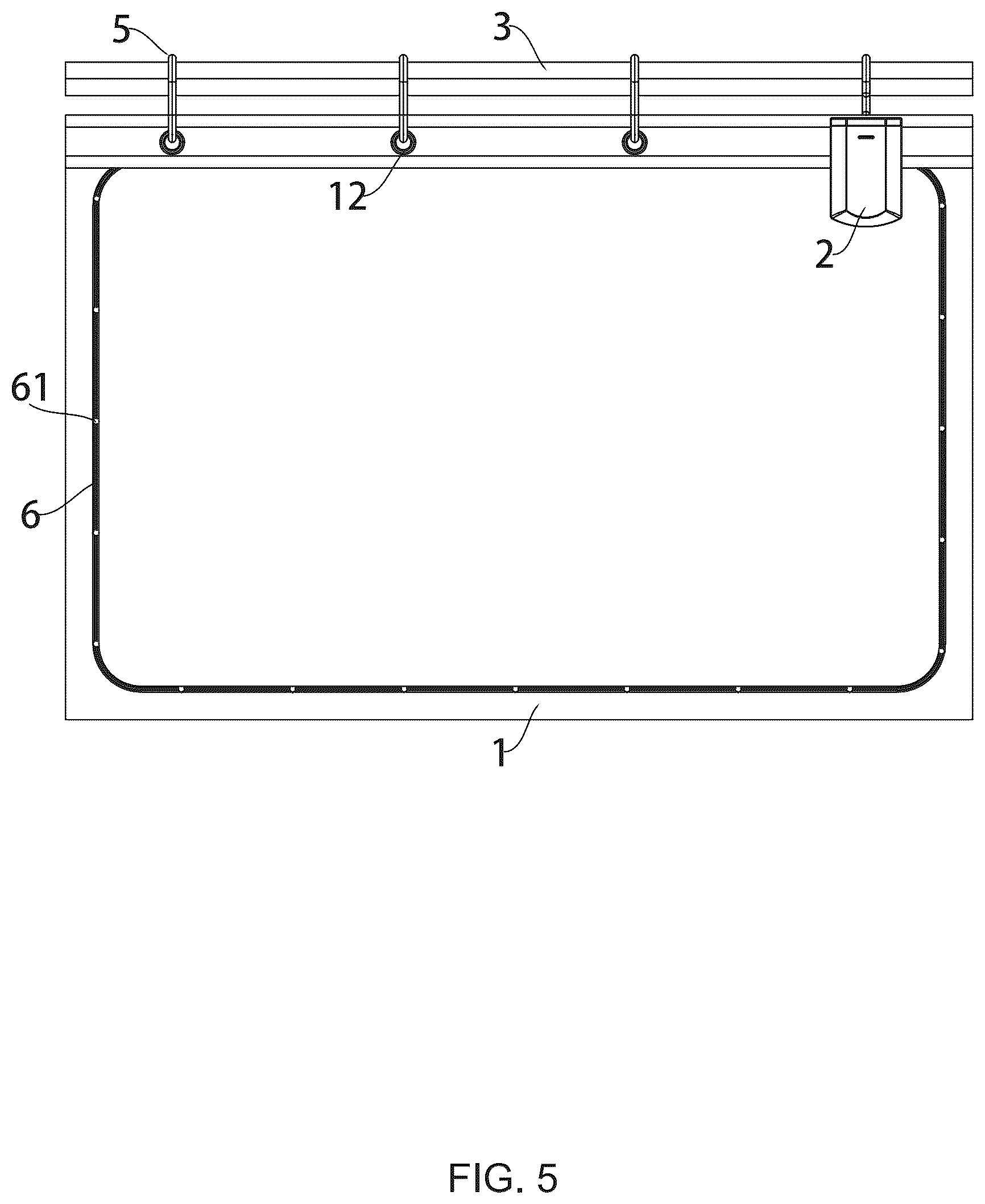 Patent US12366353 Figure 5 – Intelligent luminous shower curtain with built-in light source