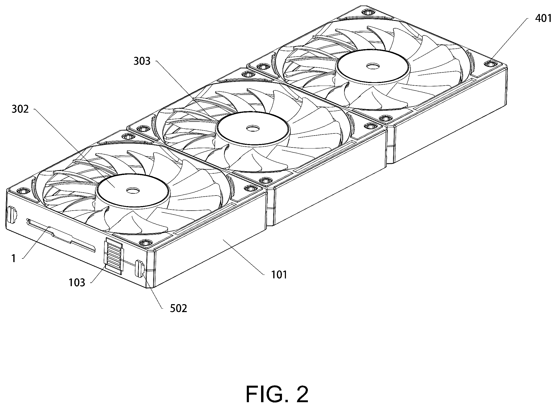 Patent US12366355 Figure 2 – Fan assembly with digital display structure