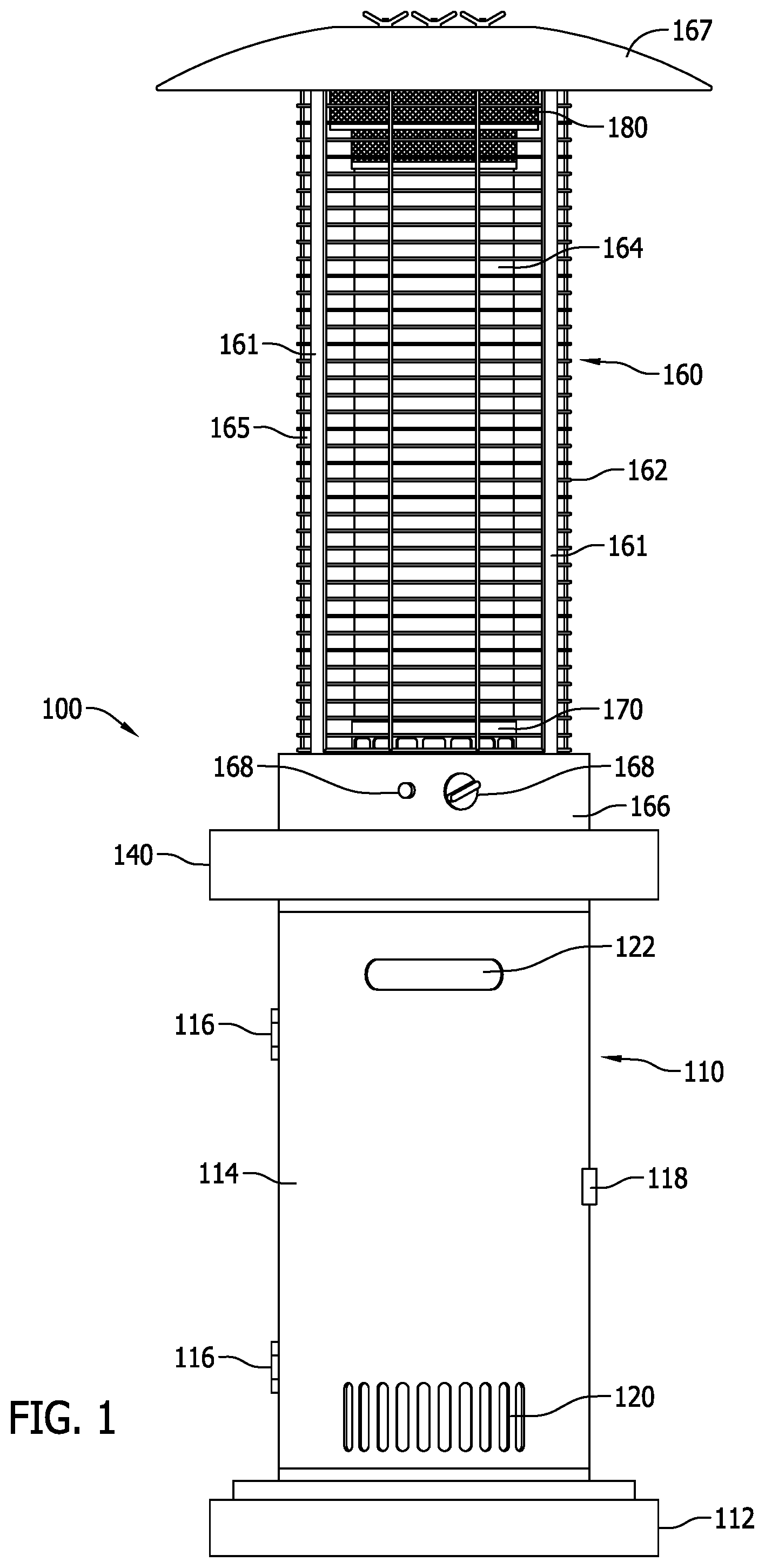 Patent US12366361 Figure 1 – Column heater with improved heat output