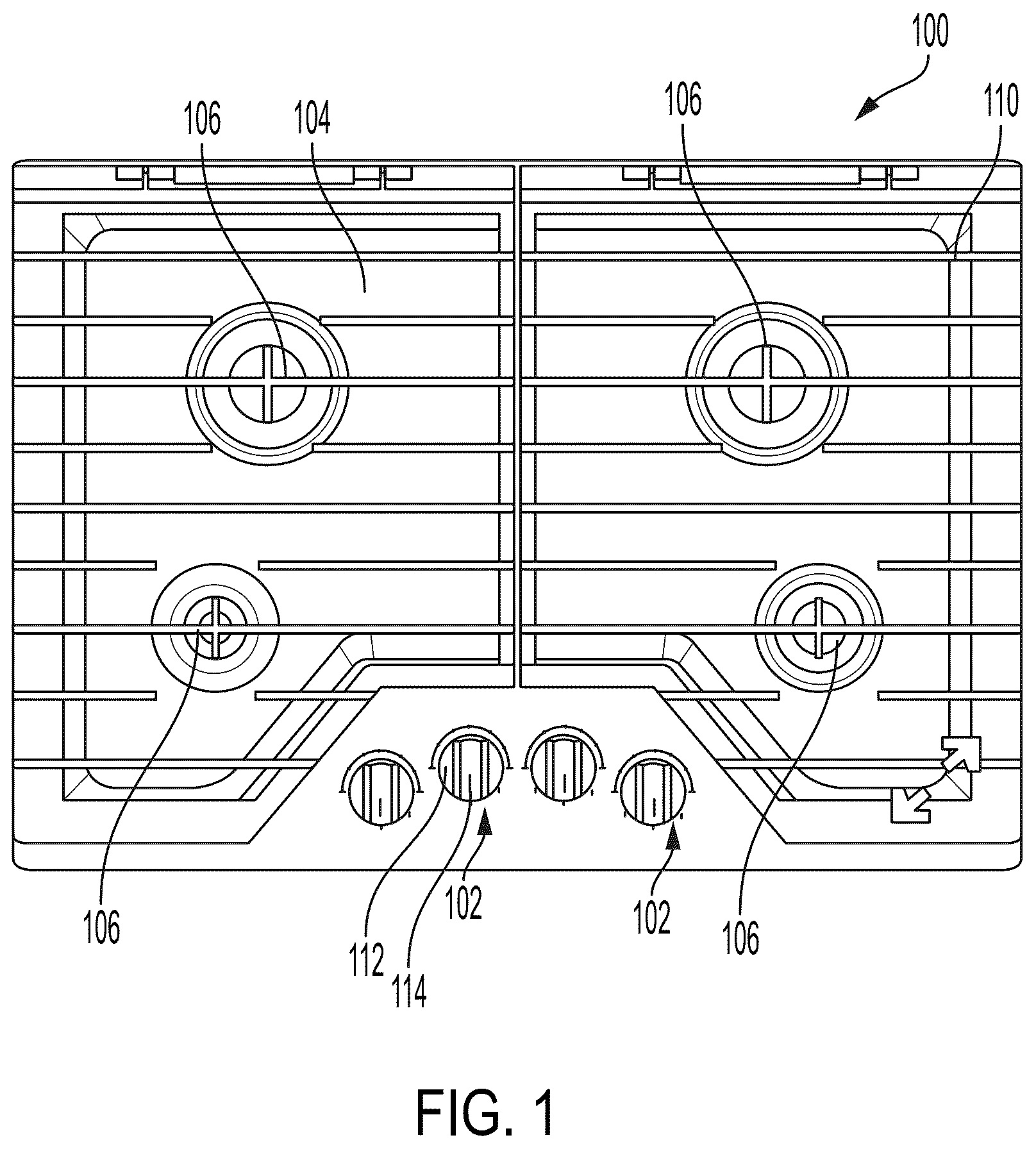 Patent US12366362 Figure 1 – Knob mechanism for gas cooktop