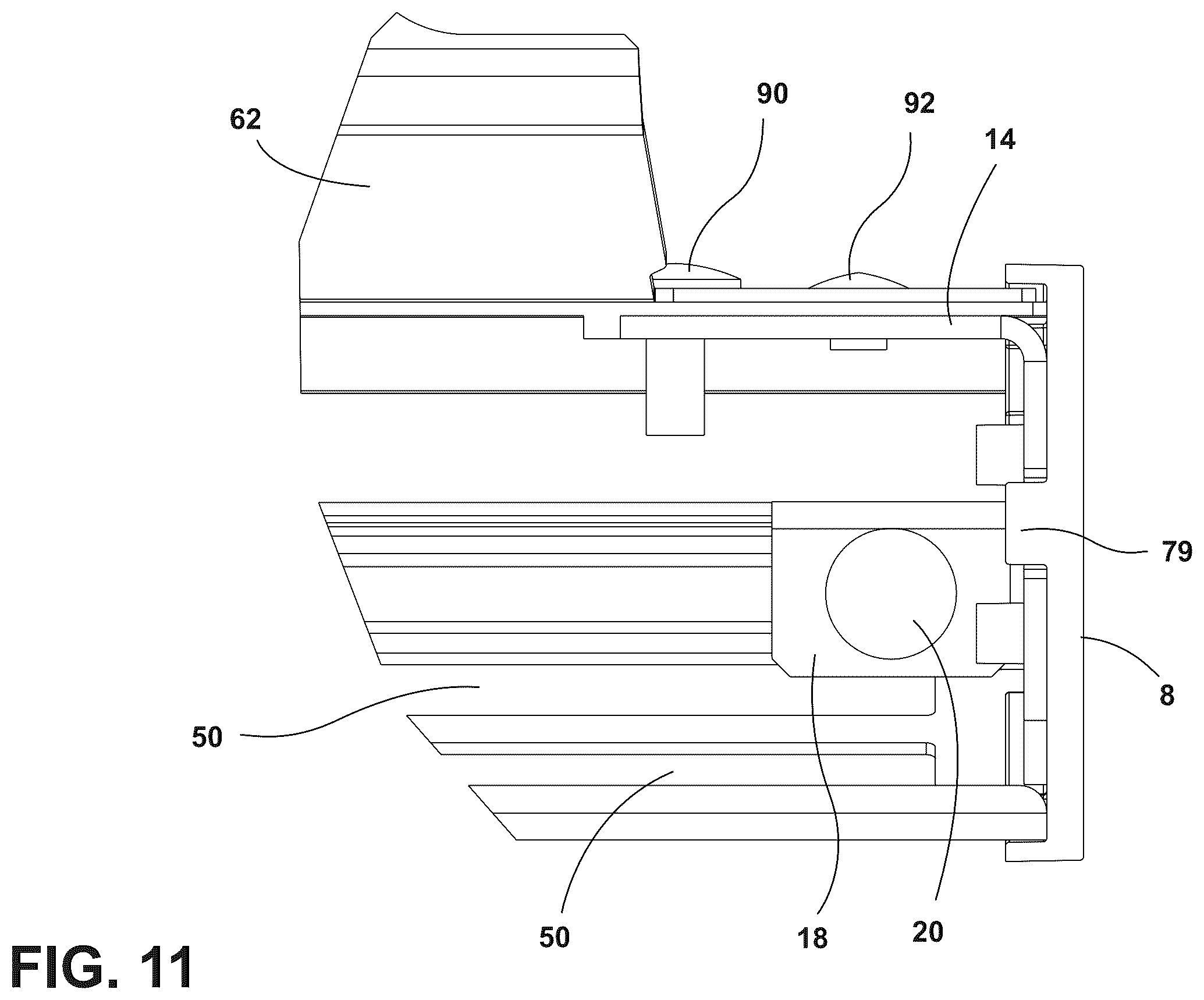 Patent US12366364 Figure 8 – Bottom vent trim for oven