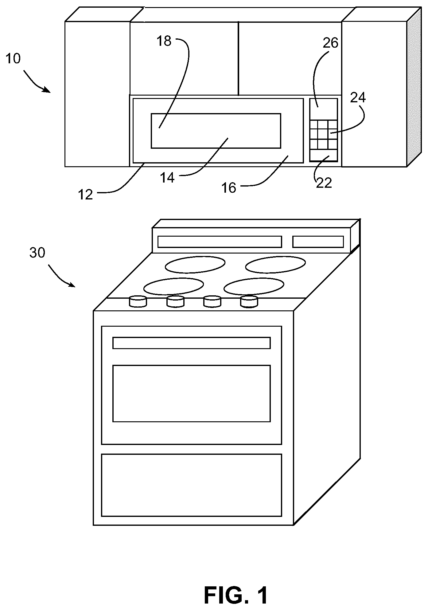 Patent US12366365 Figure 1 – Mounting bracket for over-the-range cooking appliance