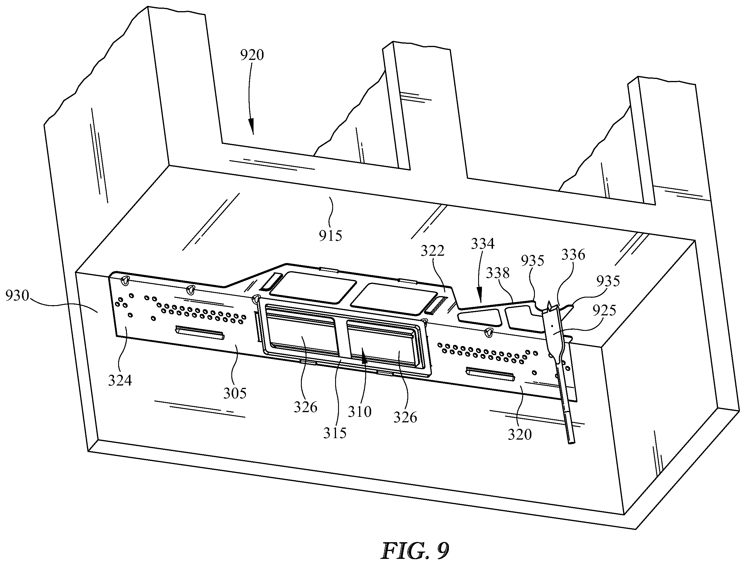 Patent US12366365 Figure 9 – Mounting bracket for over-the-range cooking appliance