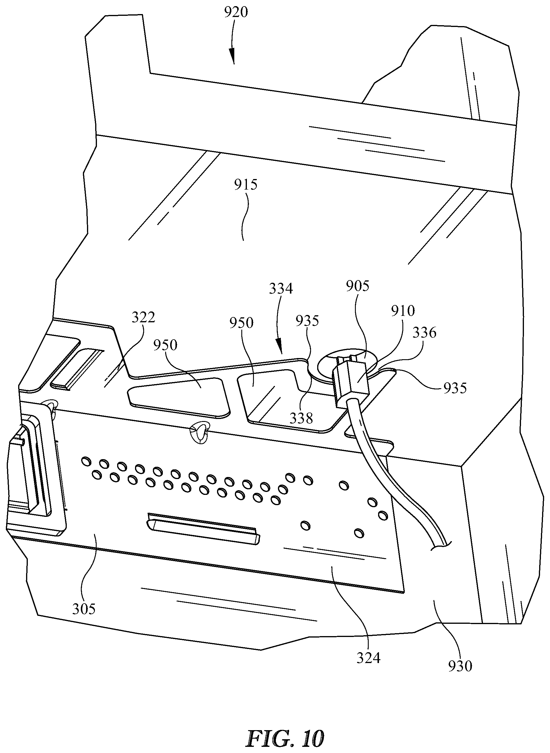 Patent US12366365 Figure 10 – Mounting bracket for over-the-range cooking appliance