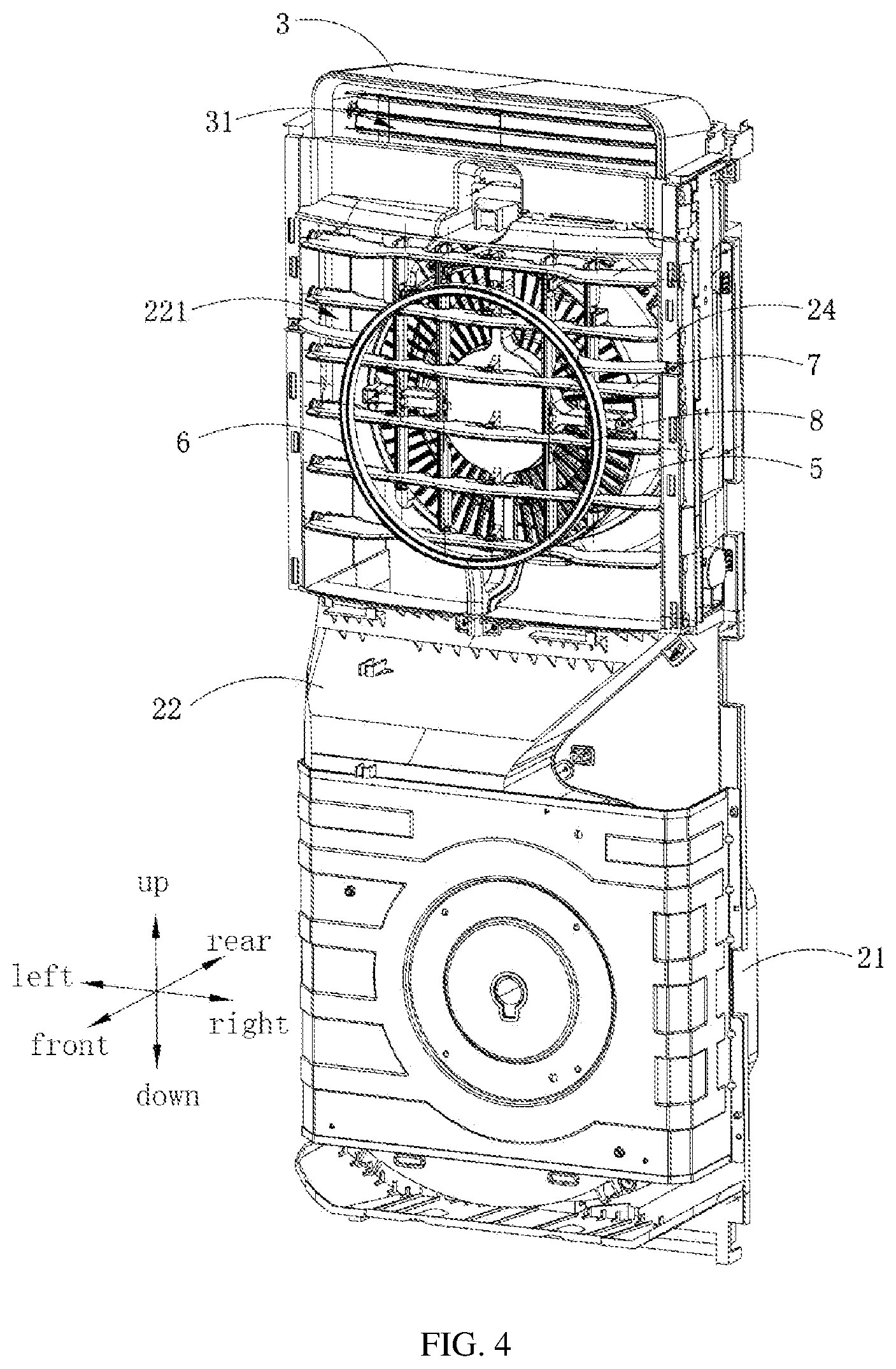 Patent US12366366 Figure 4 – Floor-standing air conditioner indoor unit and air conditioner