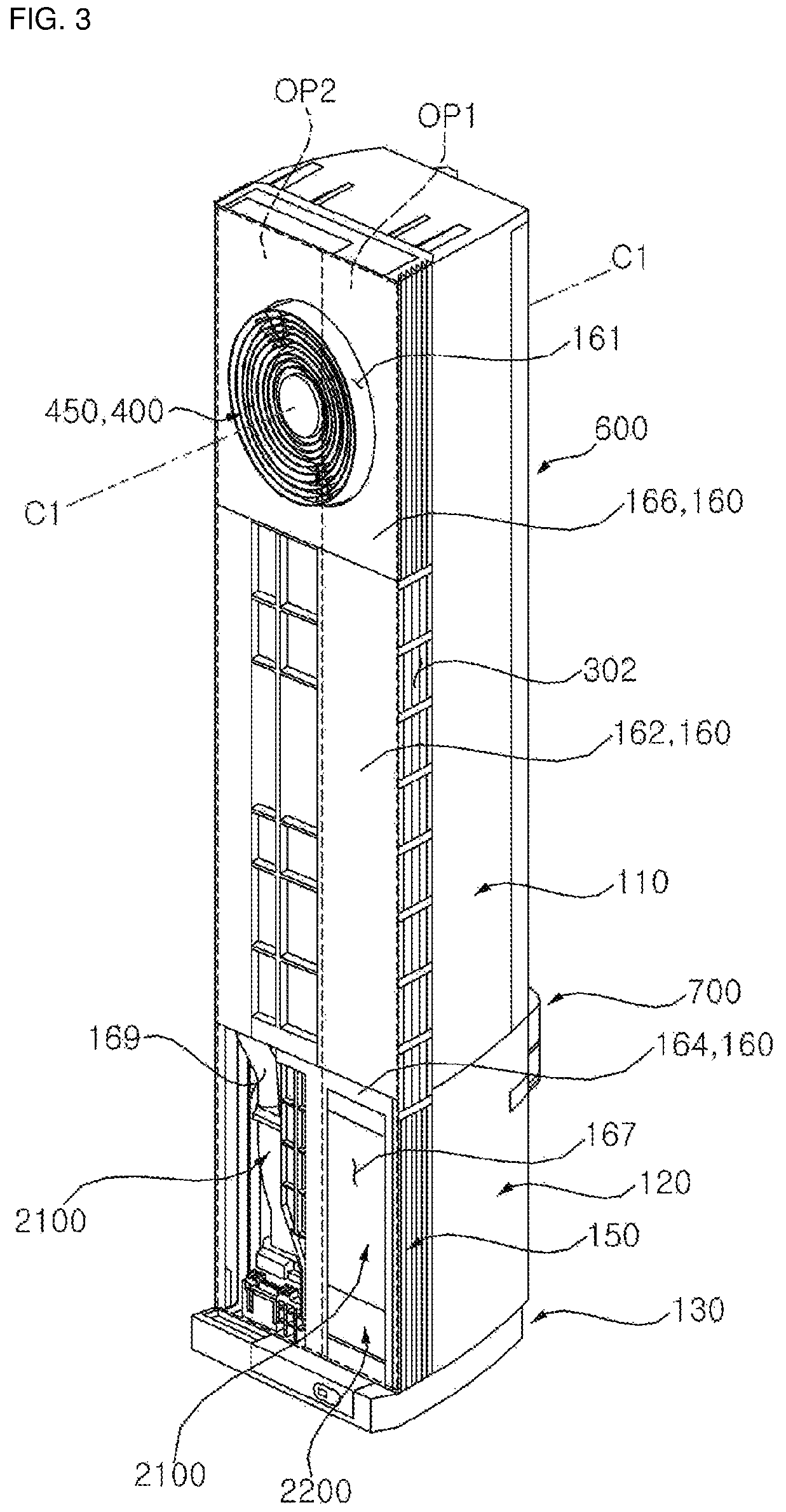 Patent US12366368 Figure 3 – Indoor unit for air conditioner