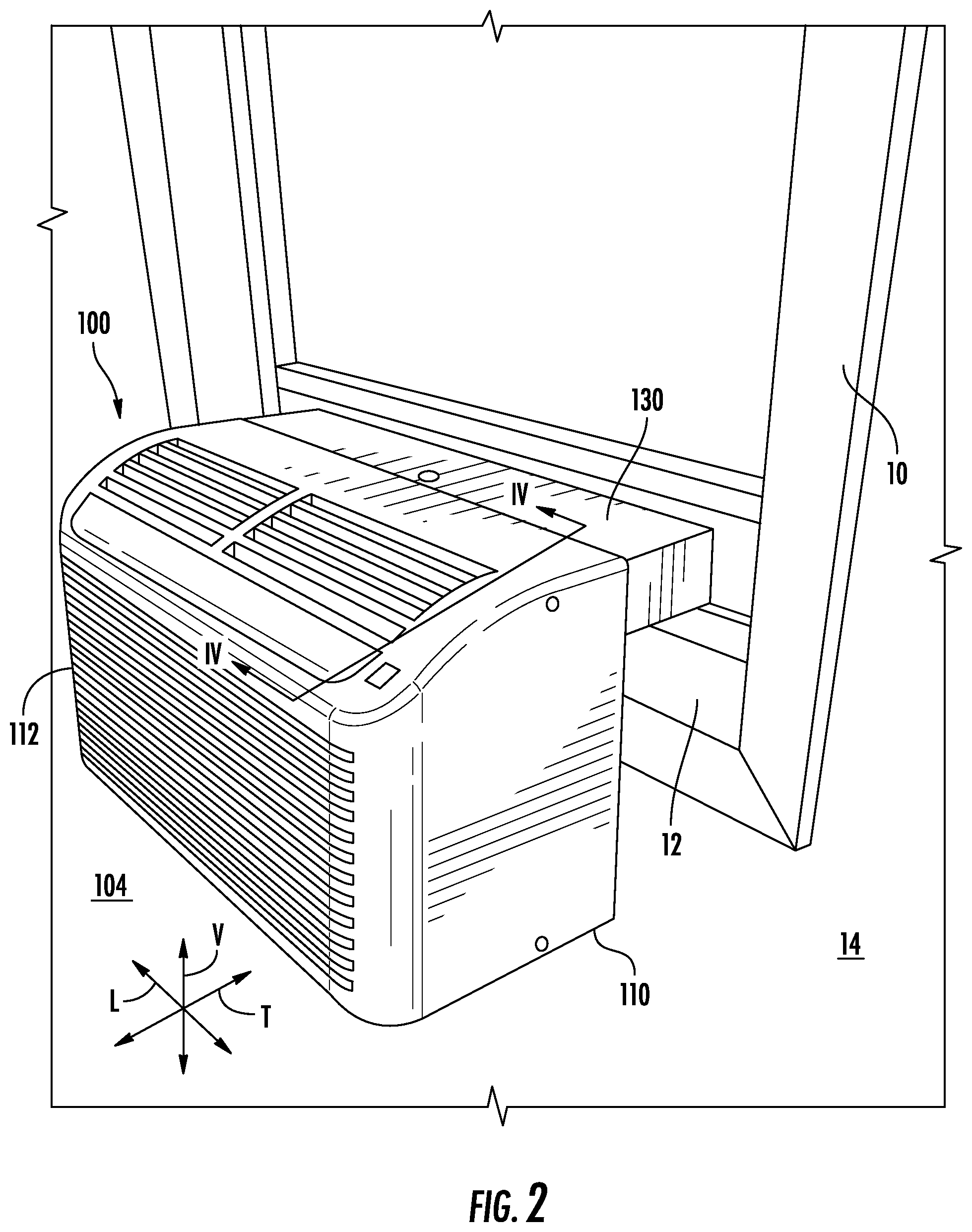 Patent US12366369 Figure 2 – Saddle window air conditioner with increased air intake