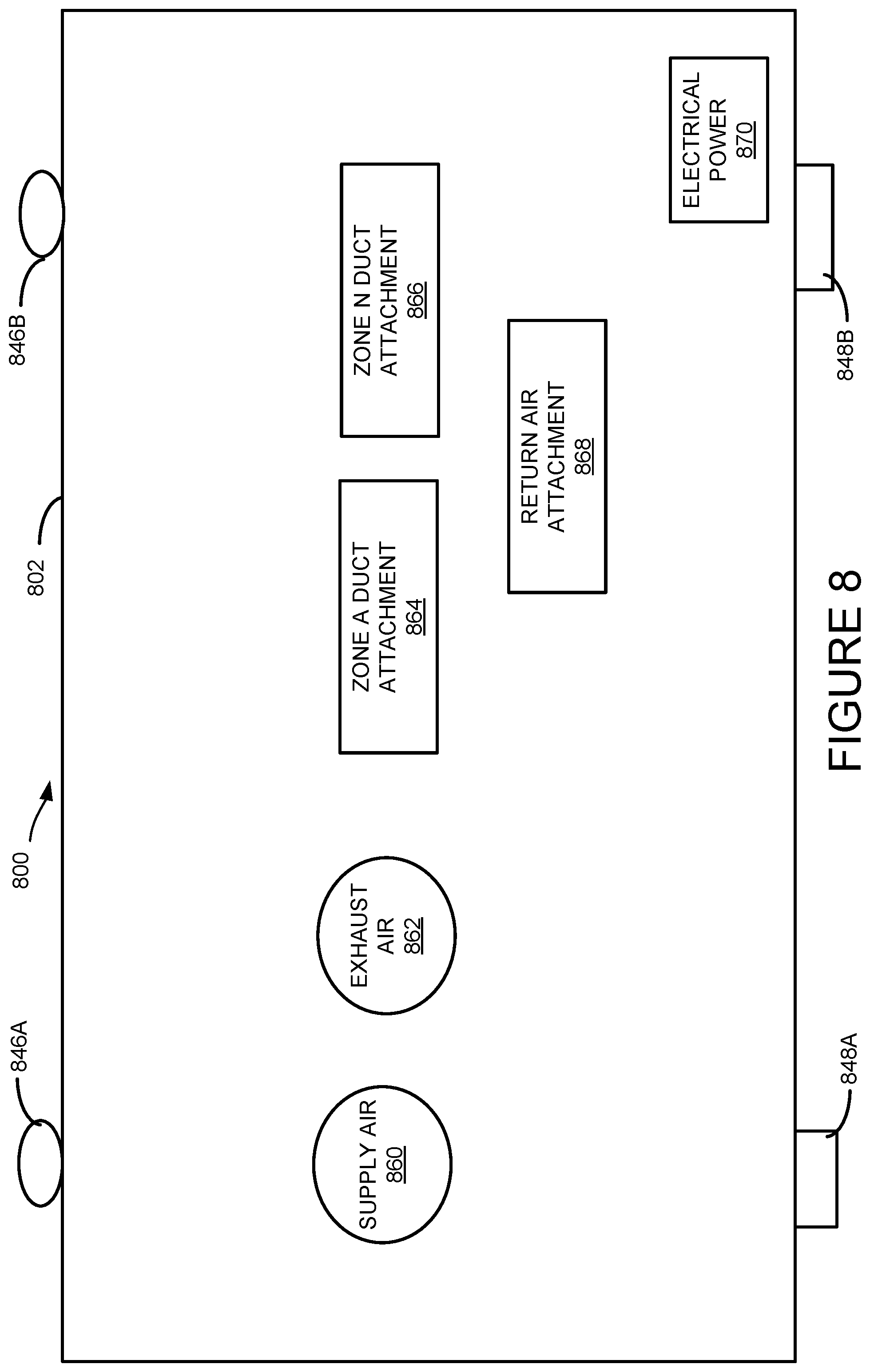 Patent US12366370 Figure 8 – Multi-zone variable refrigerant flow heating/cooling unit