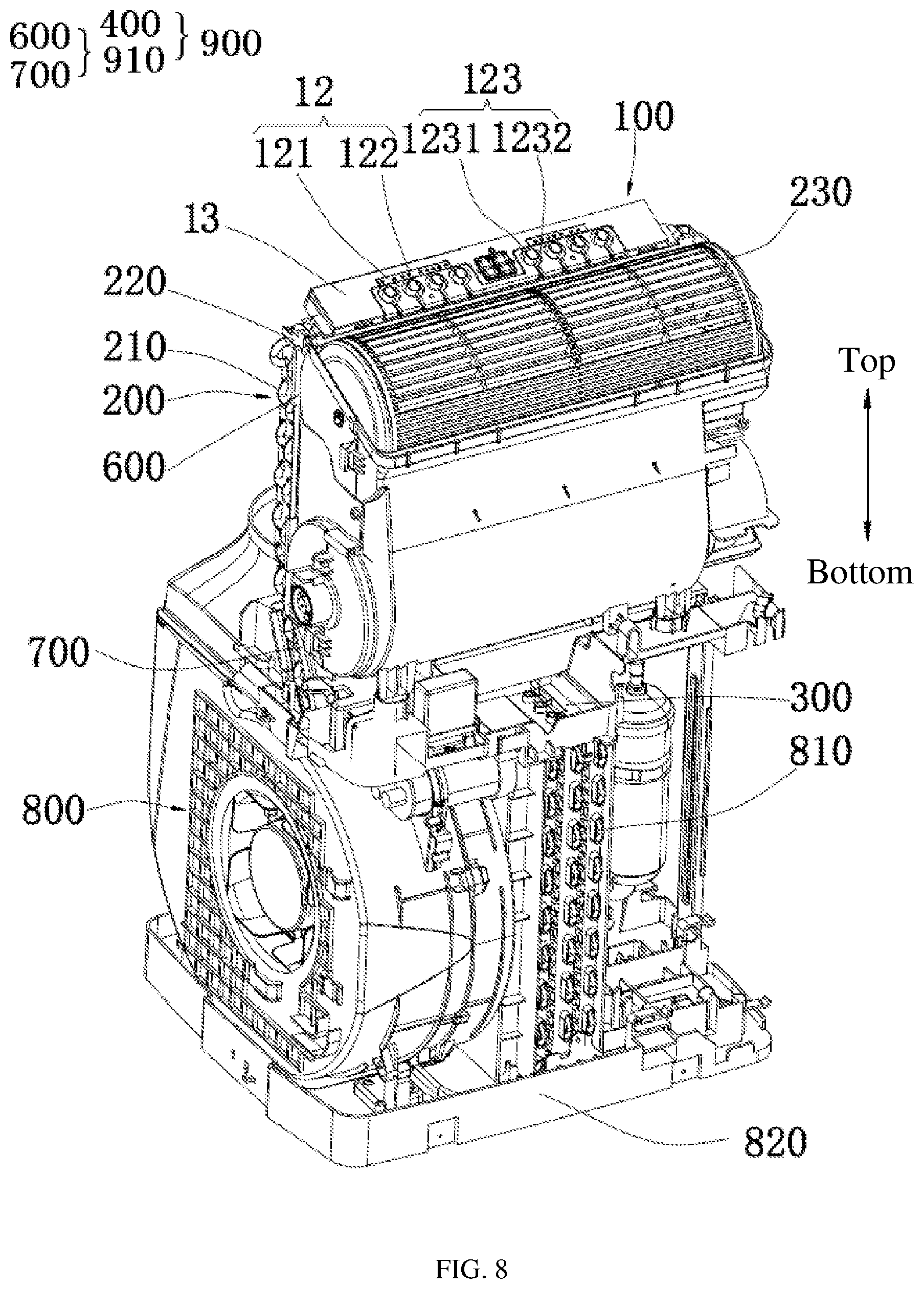 Patent US12366377 Figure 8 – Panel assembly and air conditioner