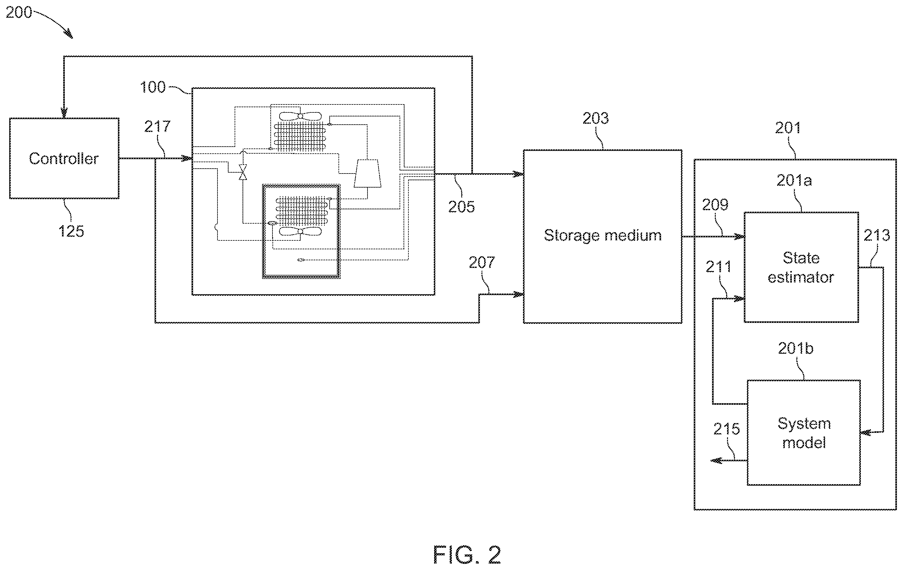 Patent US12366395 Figure 2 – System and method for monitoring an operation of a vapor compression cycle