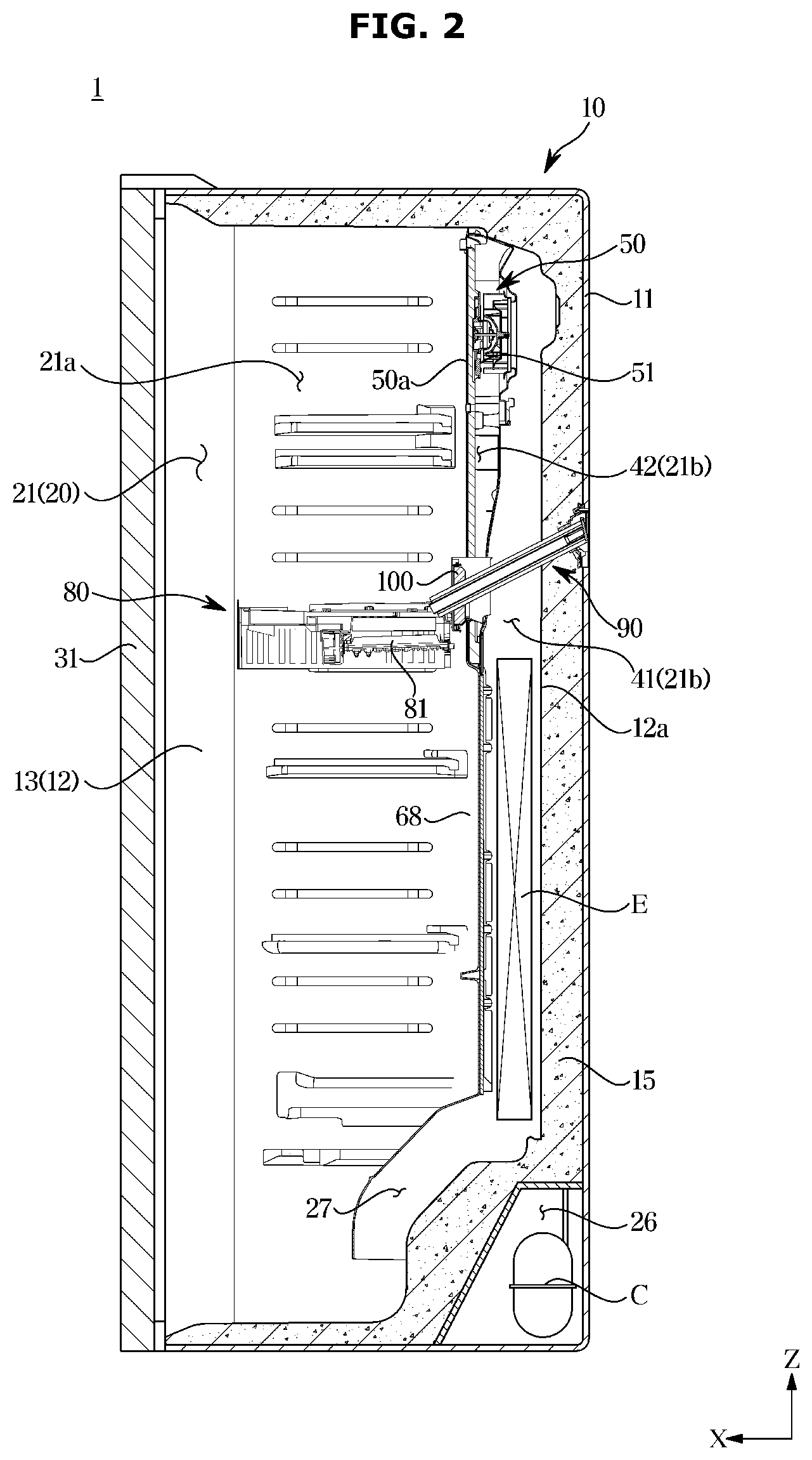 Patent US12366396 Figure 2 – Refrigerator