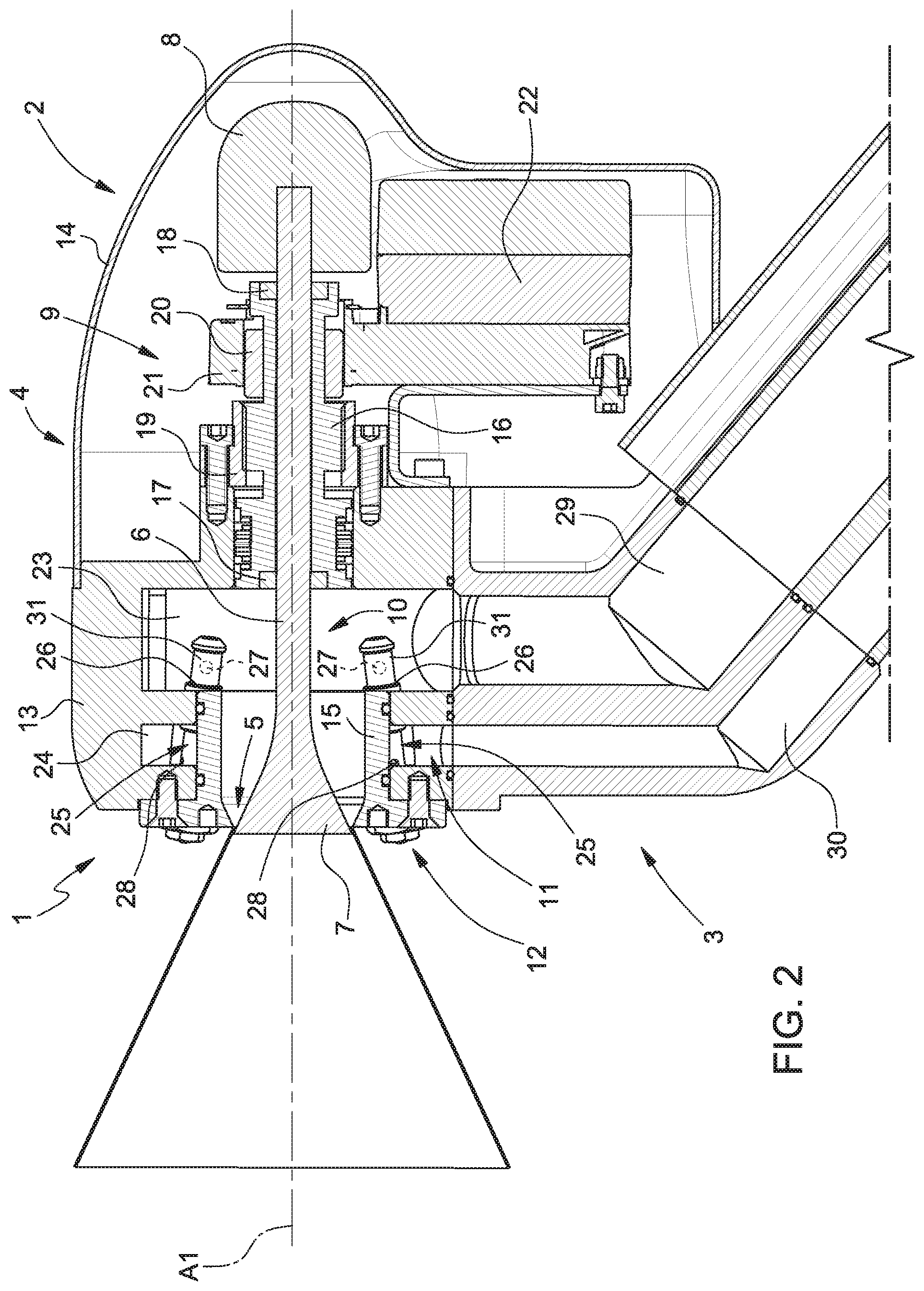 Patent US12366397 Figure 2 – Dispensing assembly for a snow generator and snow generator comprising said dispensing assembly