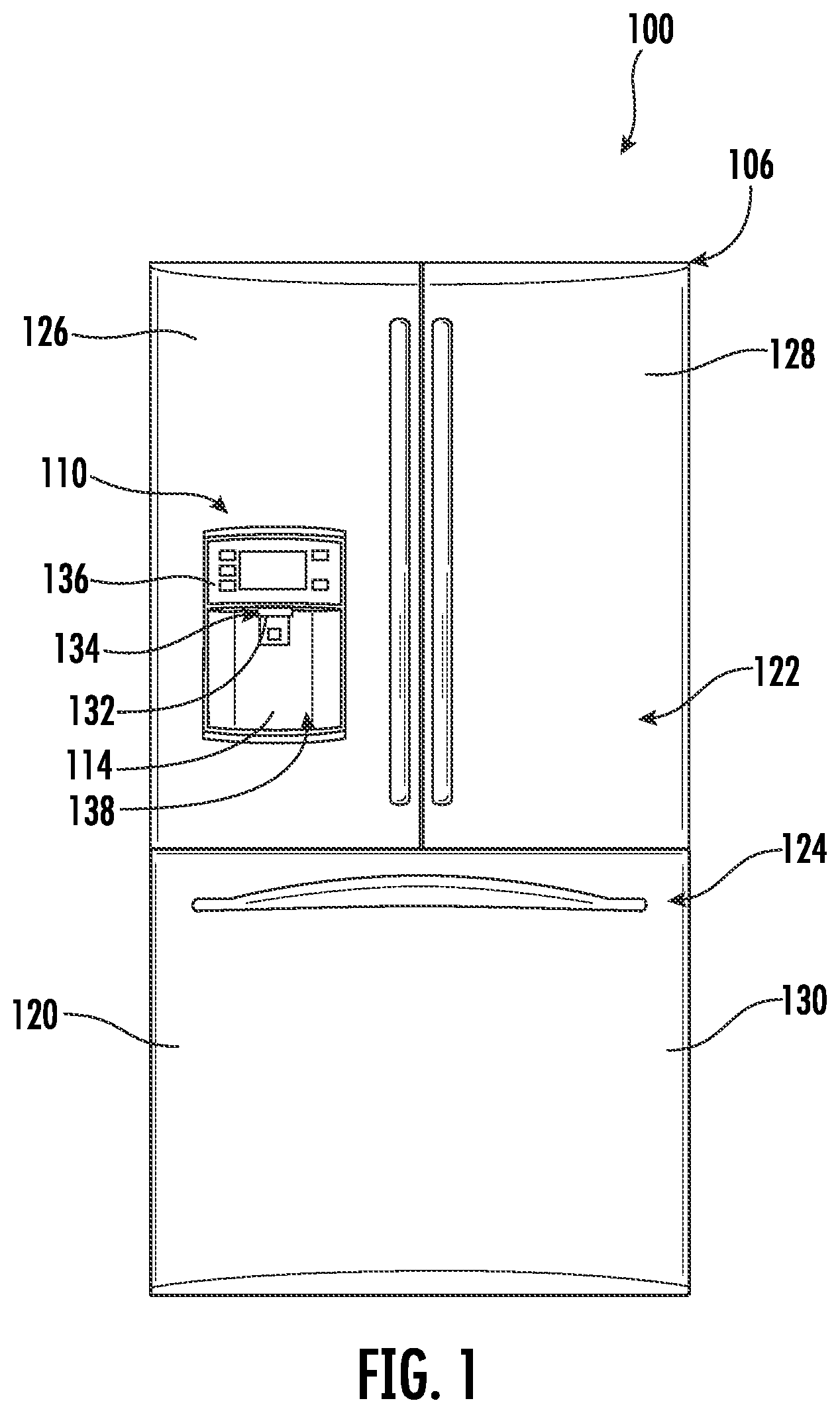 Patent US12366405 — Liquid dispenser with precise dispensation using a voice assistant — Figure 1
