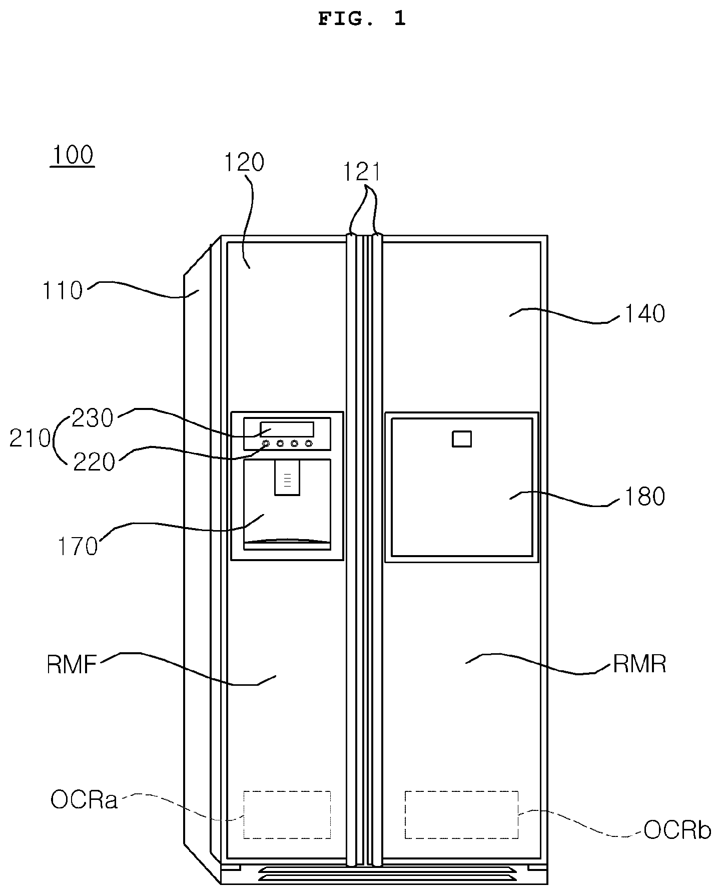 Patent US12366406 Figure 1 – Refrigerator