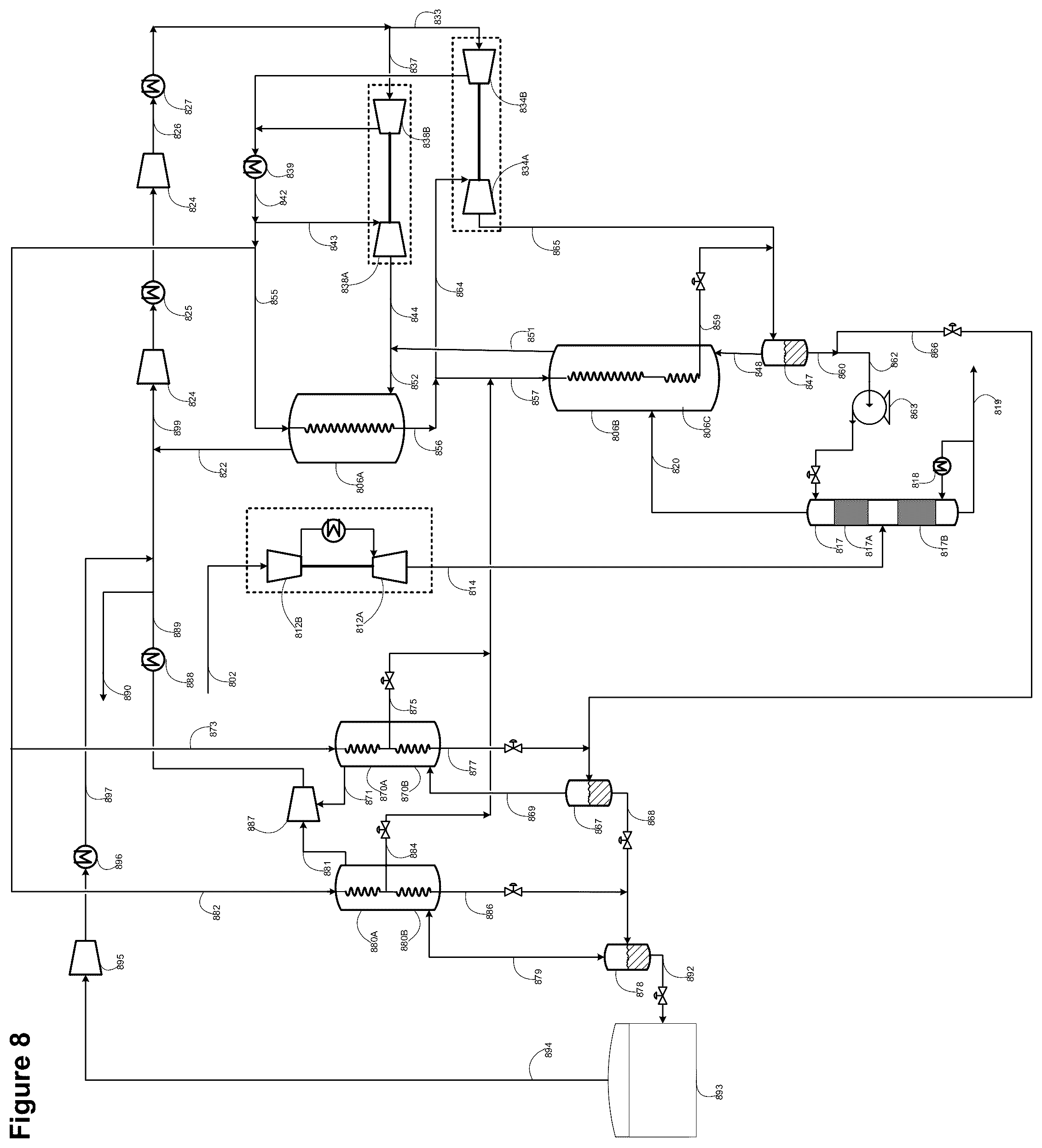 Patent US12366408 Figure 12 – Open loop liquefaction process with NGL recovery
