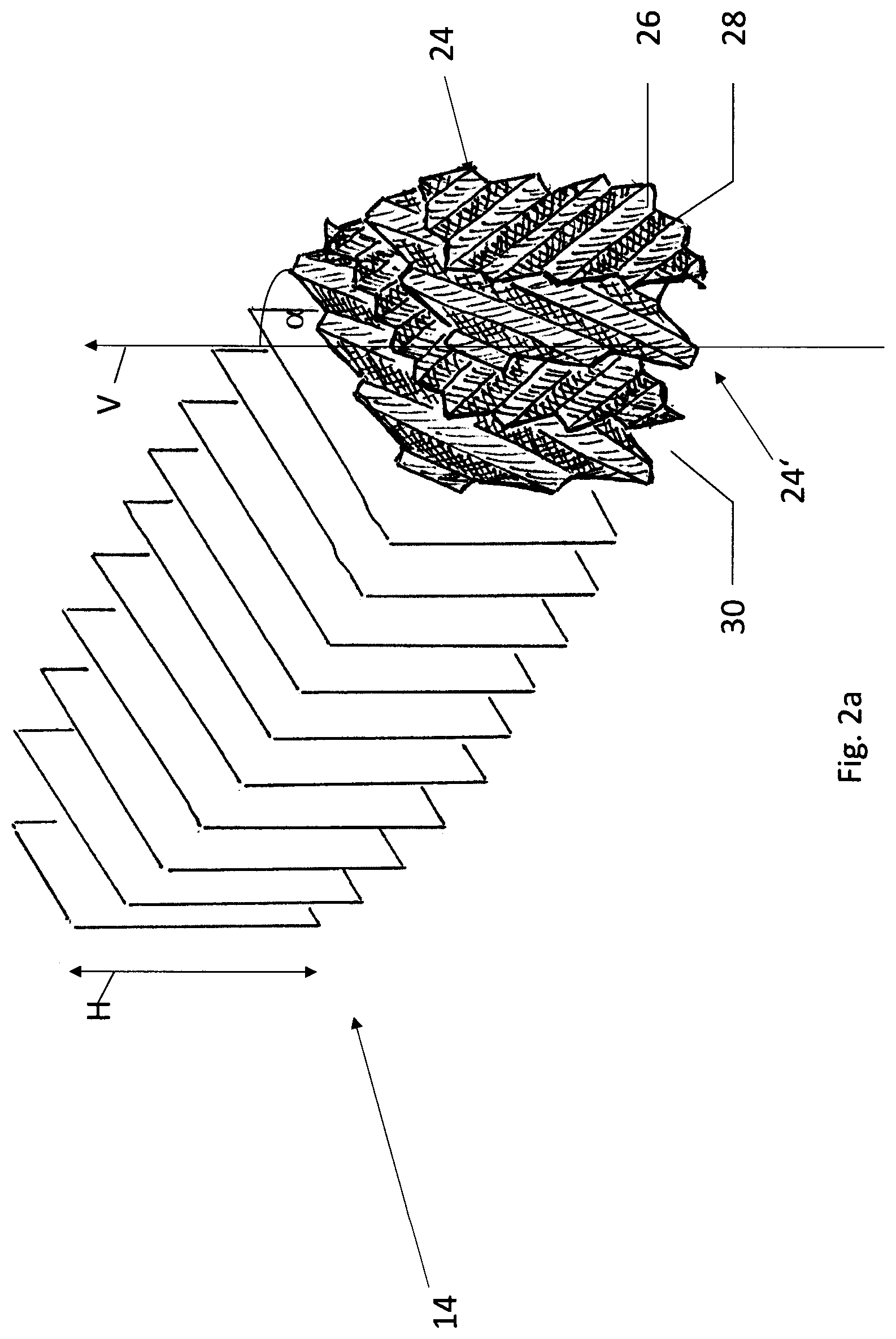Patent US12366416 Figure 2 – Structured packing bed for high pressure mass transfer and/or heat exchange applications