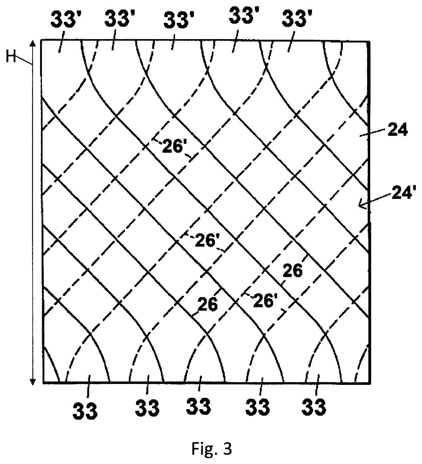 Patent US12366416 Figure 4 – Structured packing bed for high pressure mass transfer and/or heat exchange applications