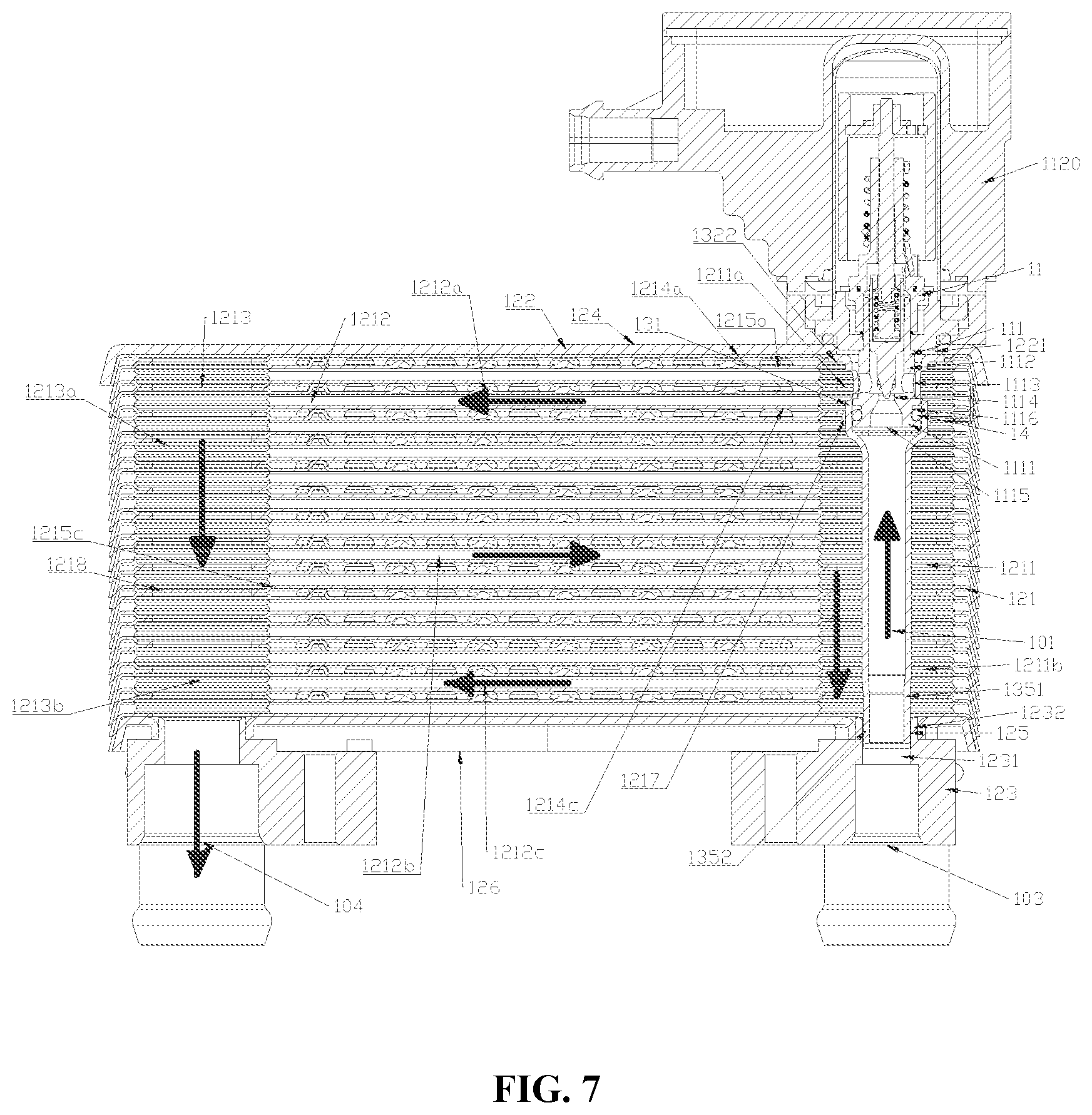 Patent US12366417 Figure 7 – Heat exchange device