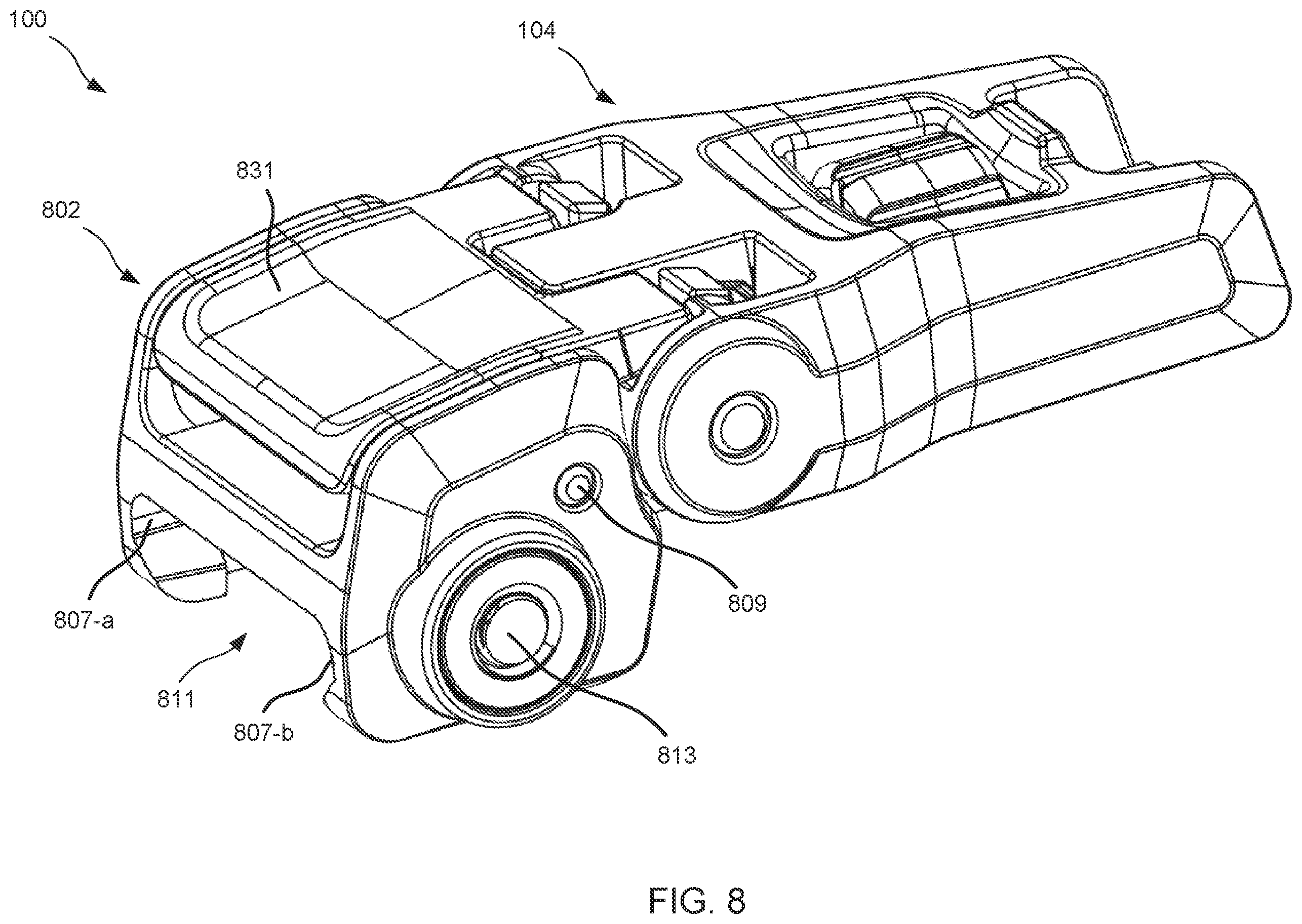 Patent US12366429 Figure 8 – Back-up sights with compact aperture, centering sight post, and miniaturized windage detent mechanism