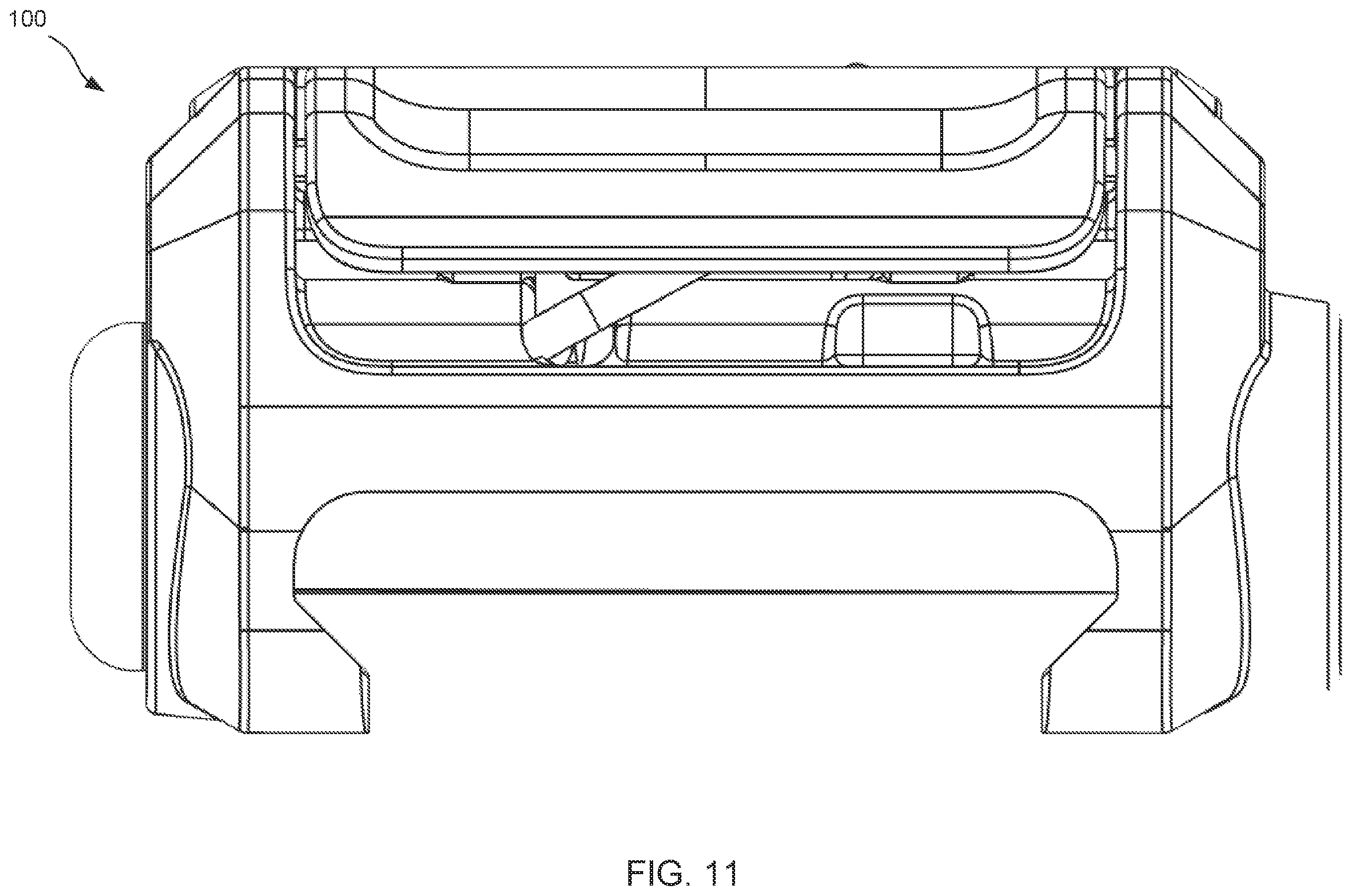 Patent US12366429 Figure 11 – Back-up sights with compact aperture, centering sight post, and miniaturized windage detent mechanism