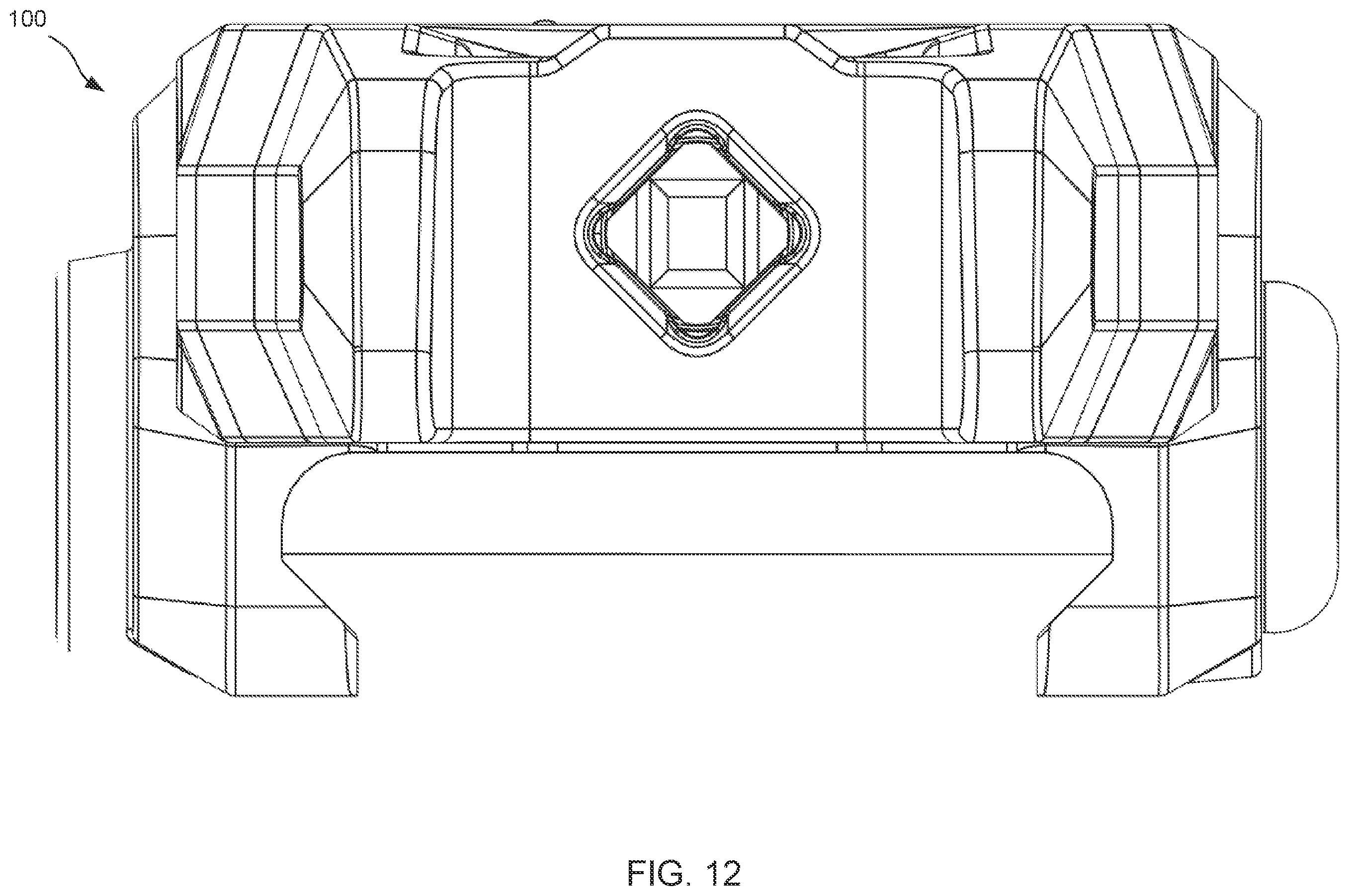 Patent US12366429 Figure 12 – Back-up sights with compact aperture, centering sight post, and miniaturized windage detent mechanism