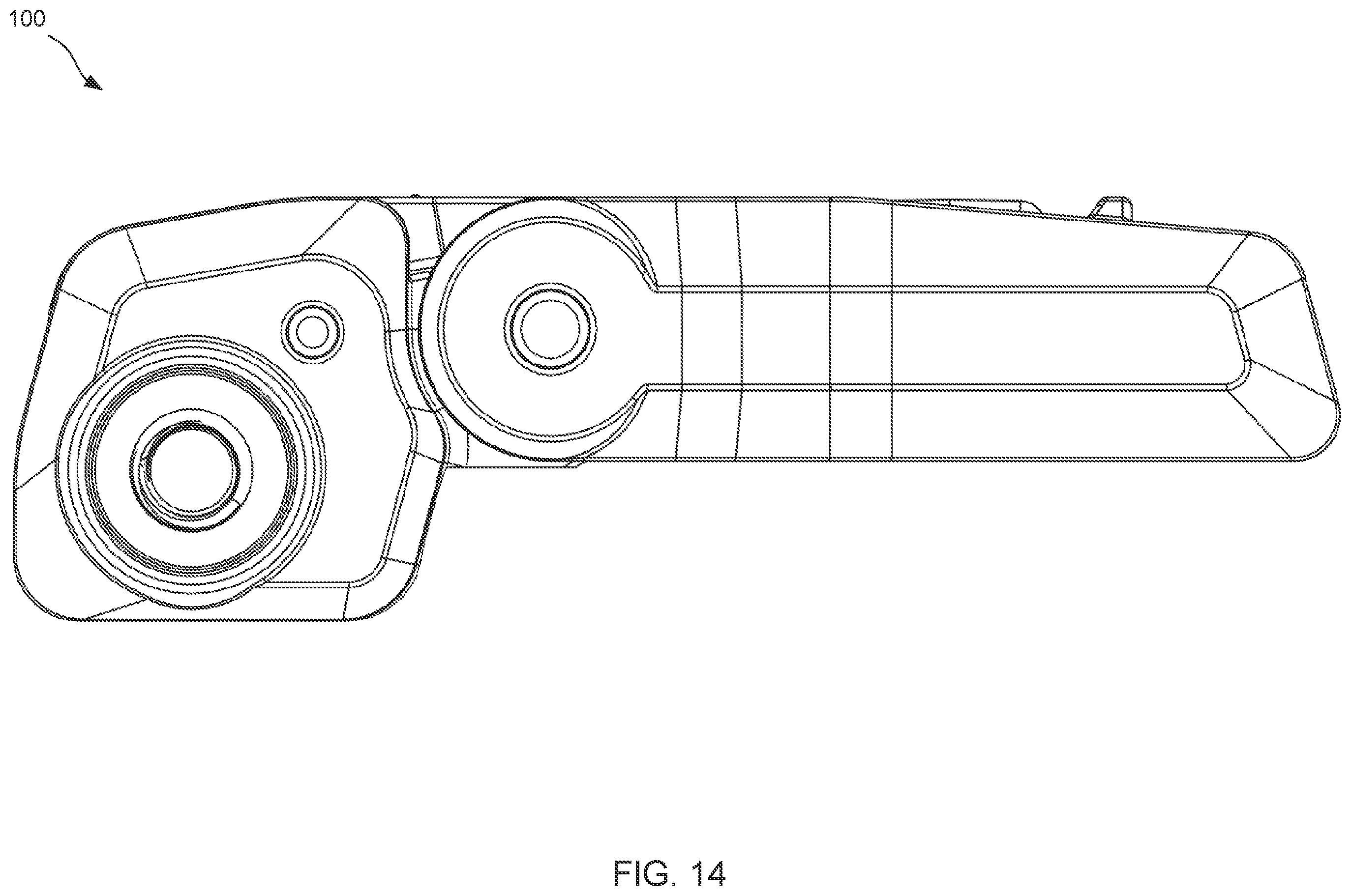 Patent US12366429 Figure 14 – Back-up sights with compact aperture, centering sight post, and miniaturized windage detent mechanism