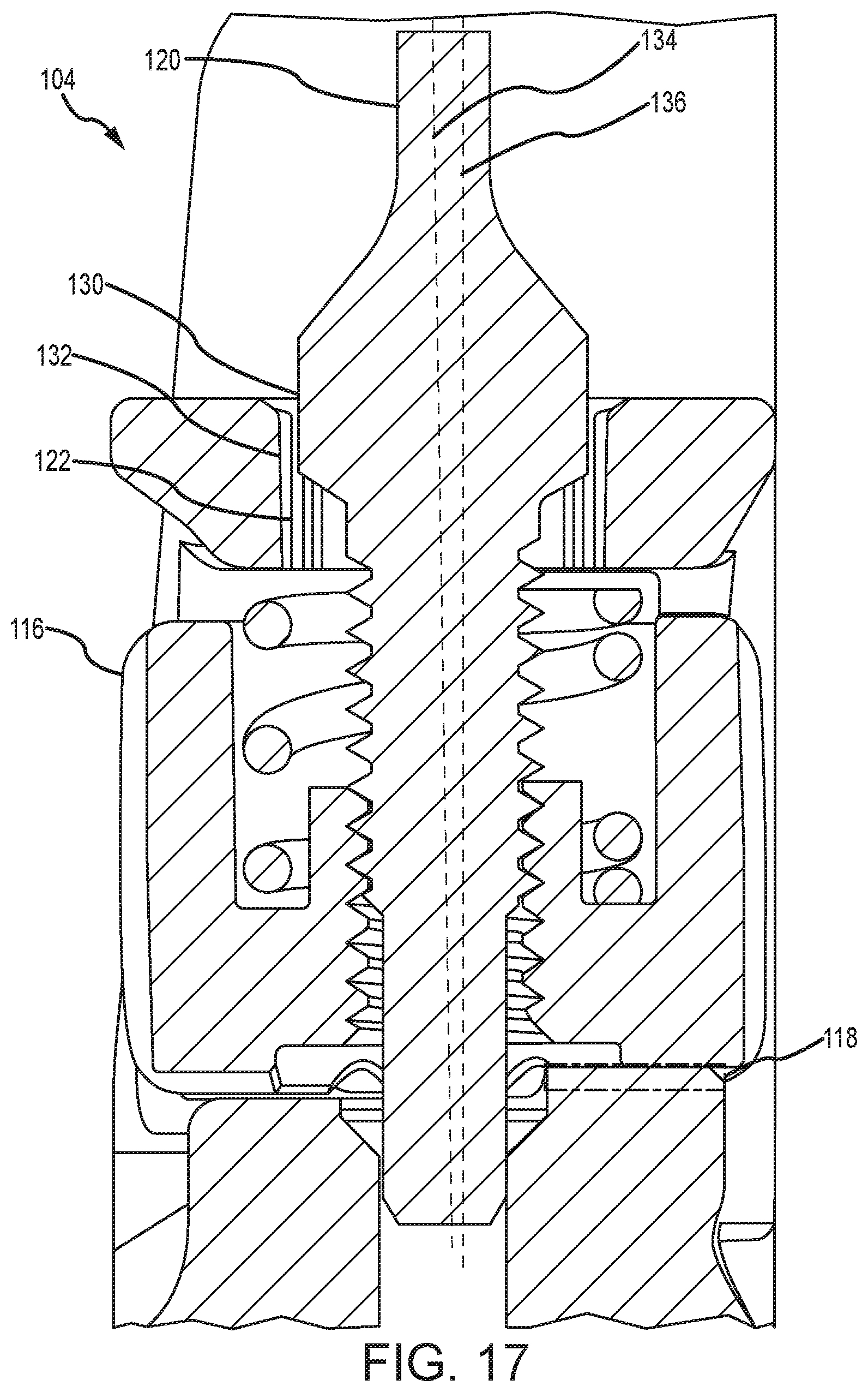 Patent US12366429 Figure 17 – Back-up sights with compact aperture, centering sight post, and miniaturized windage detent mechanism