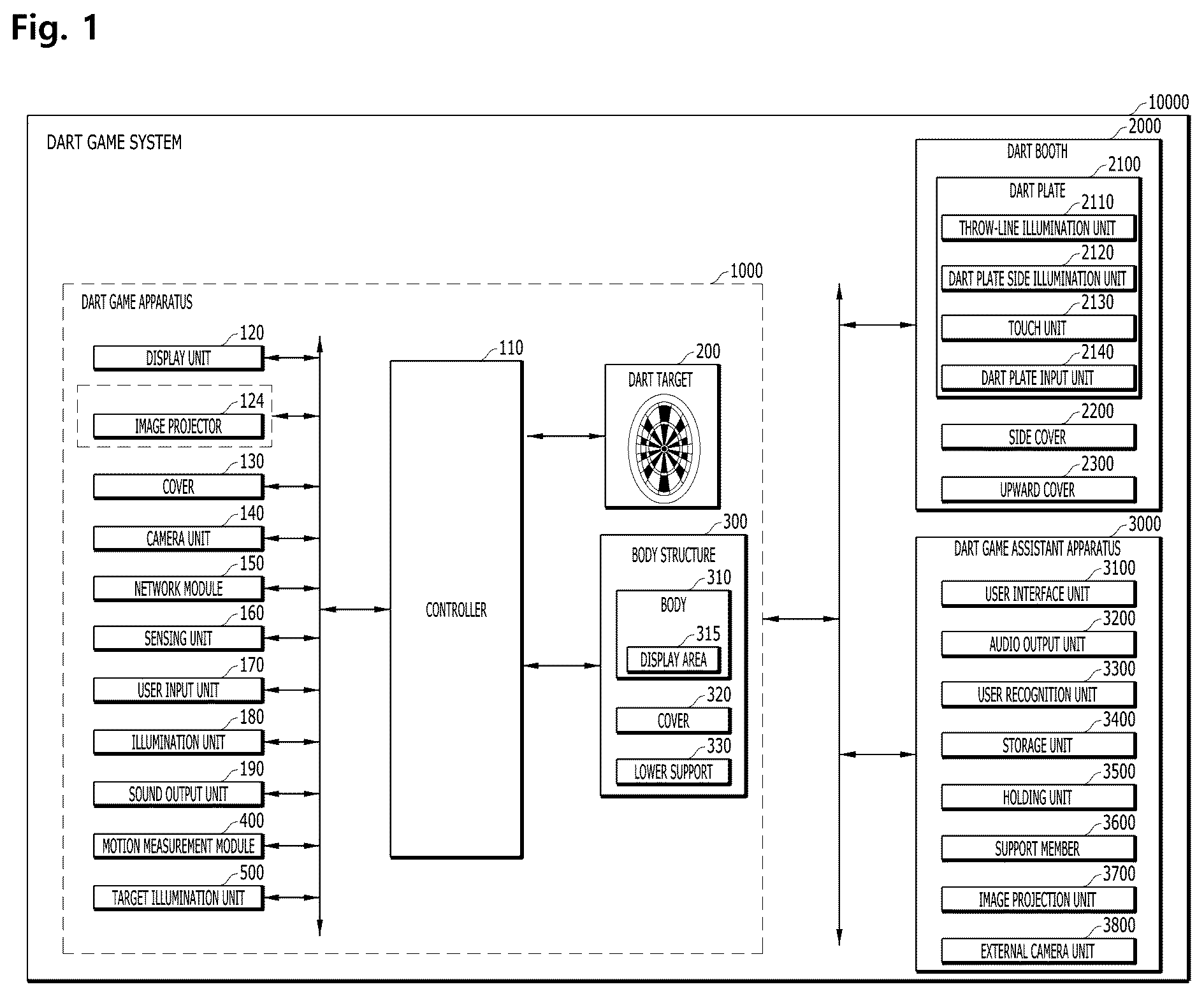 Patent US12366435 Figure 1 – Dart game apparatus and dart game system comprising illumination unit