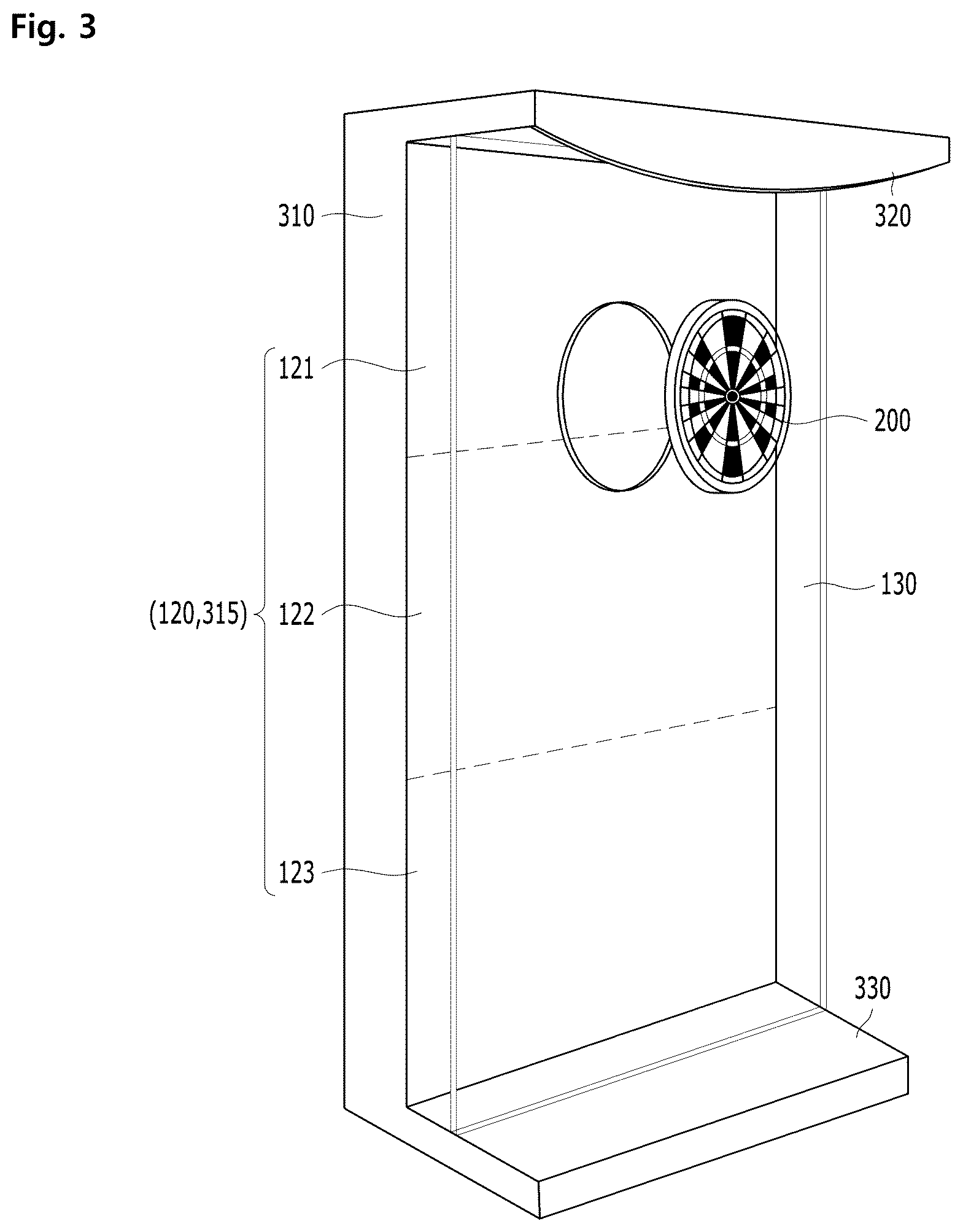 Patent US12366435 Figure 3 – Dart game apparatus and dart game system comprising illumination unit