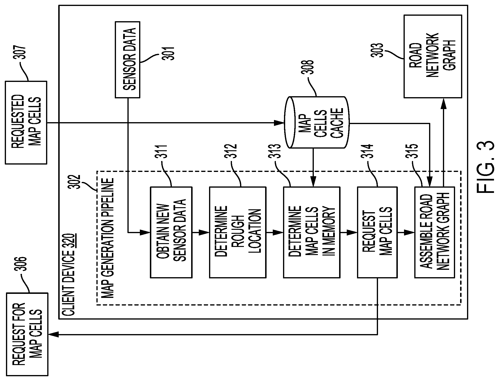 Patent US12366453 Figure 3 – Systems and methods for determining map matched locations on a client device