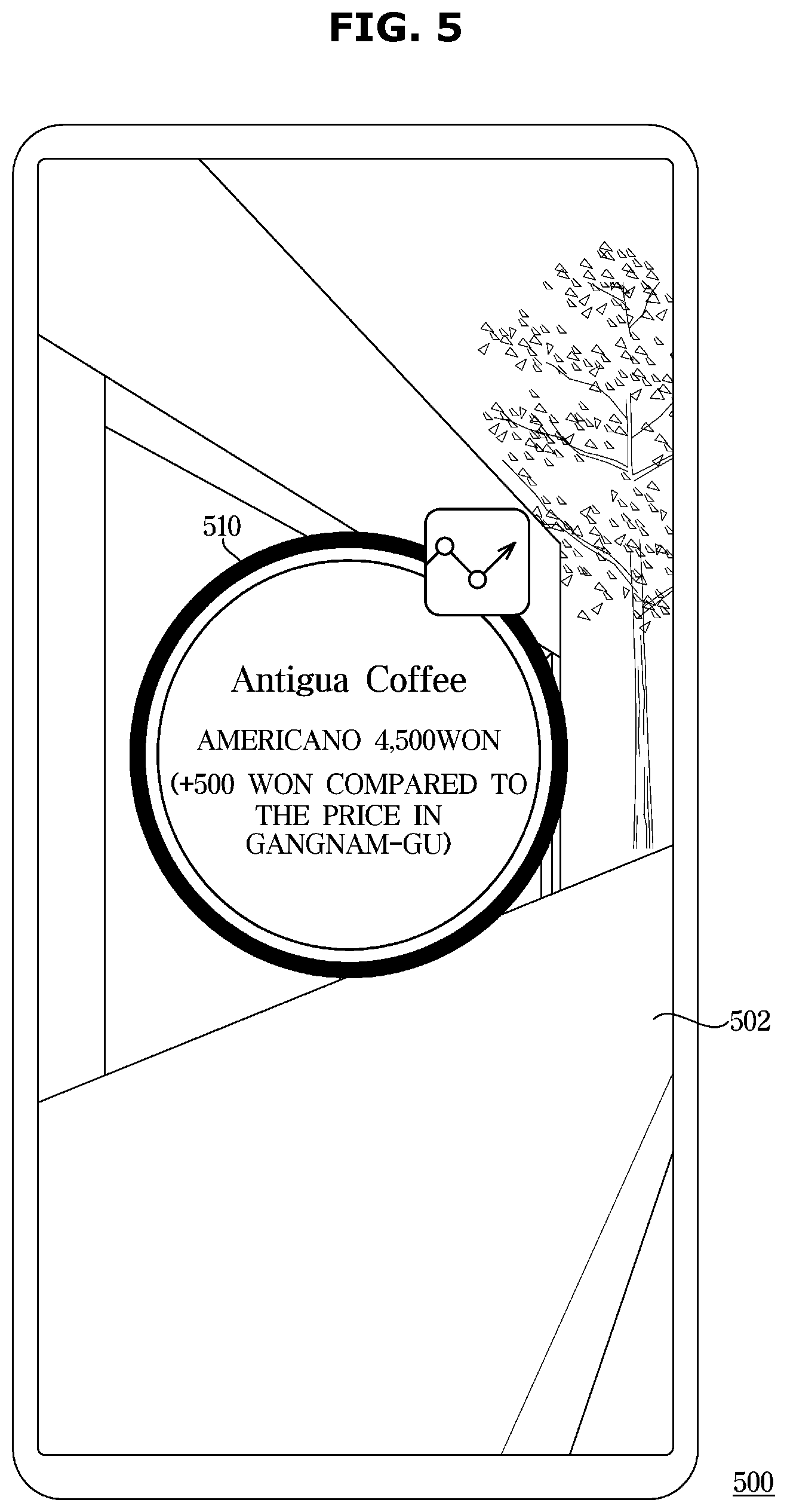 Patent US12366456 Figure 5 – User interface for displaying point of interest of mobile device