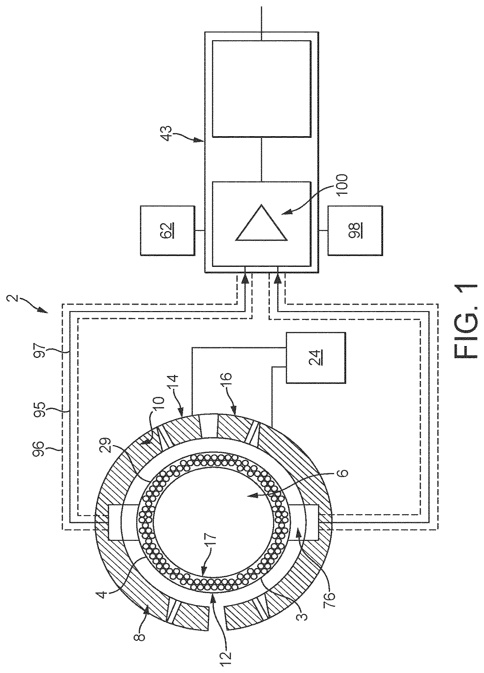Patent US12366471 Figure 1 – Apparatus for monitoring fluid flow in a pipe using electromagnetic velocity tomography