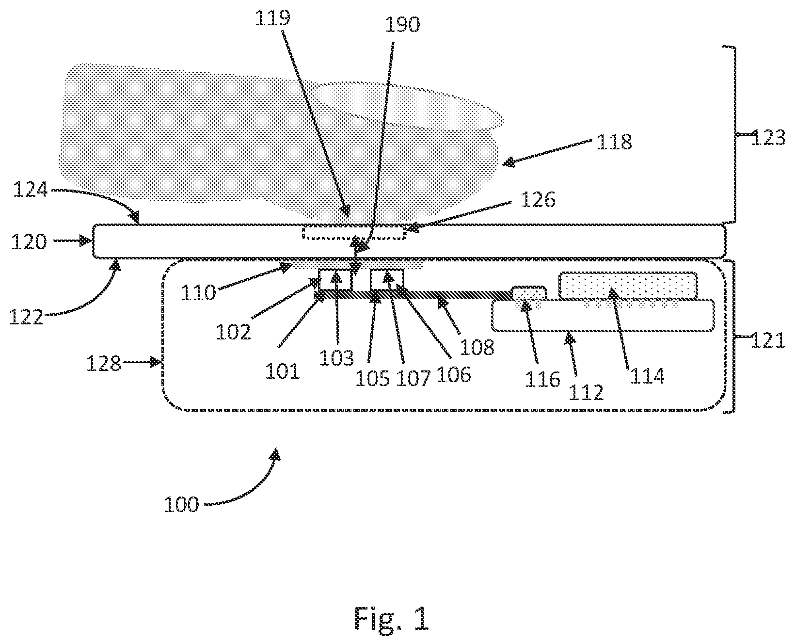 Patent US12366489 Figure 1 – Force-measuring and touch-sensing integrated circuit device
