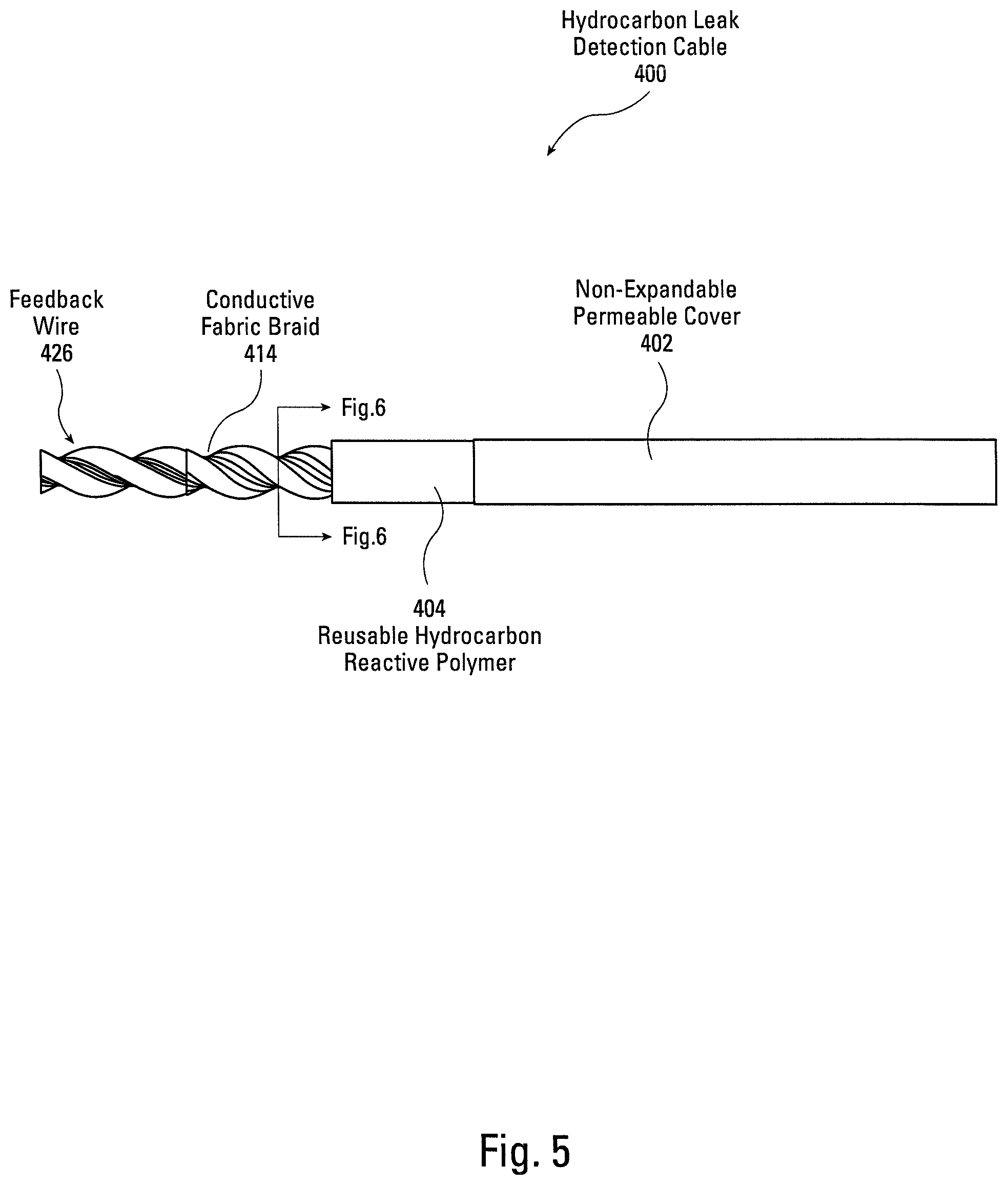 Patent US12366497 Figure 5 – Hydrocarbon leak detection cable