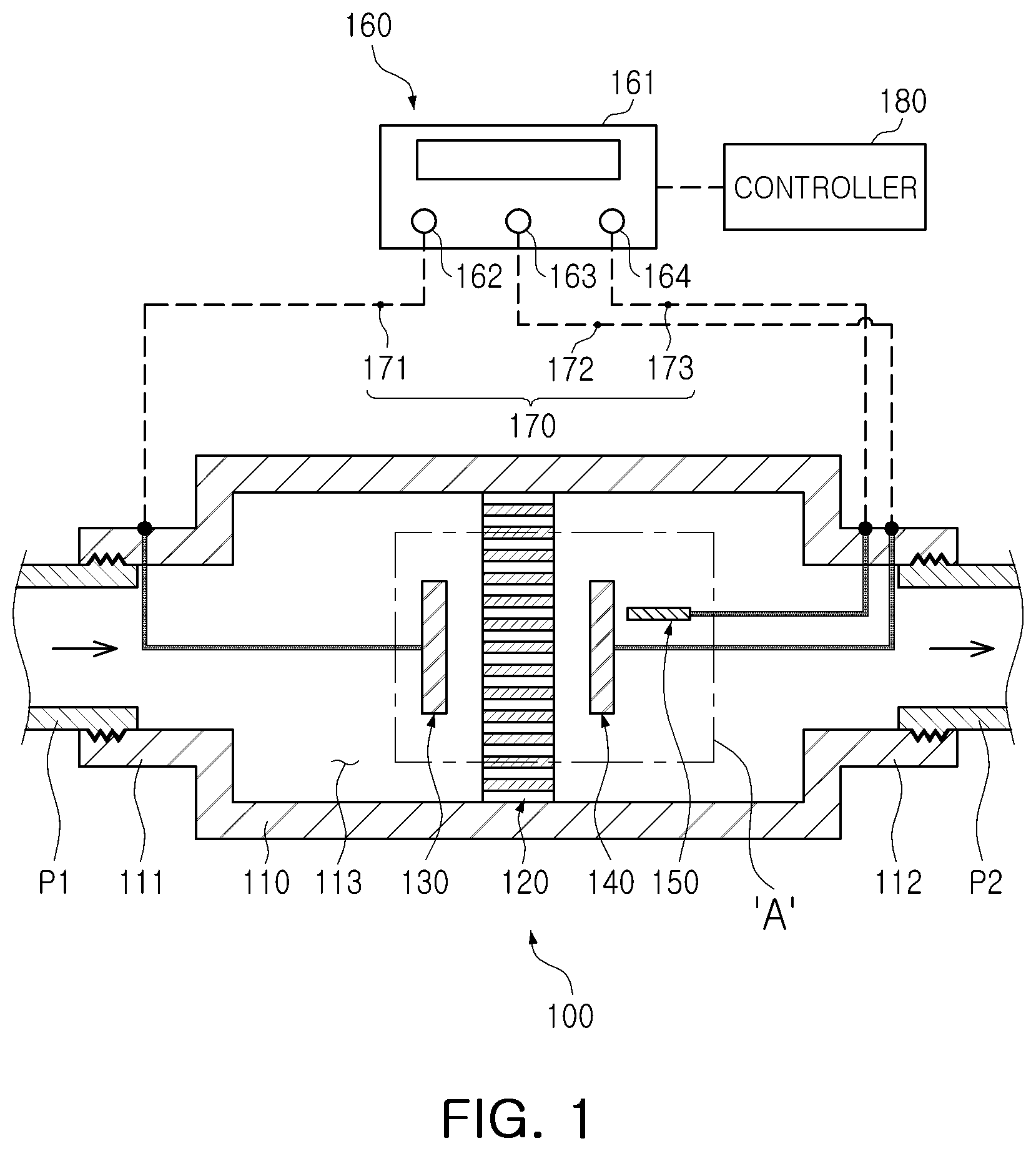 Patent US12366546 Figure 1 – Filter contamination measuring device, filter assembly including the same, and filter contamination measuring method using the same