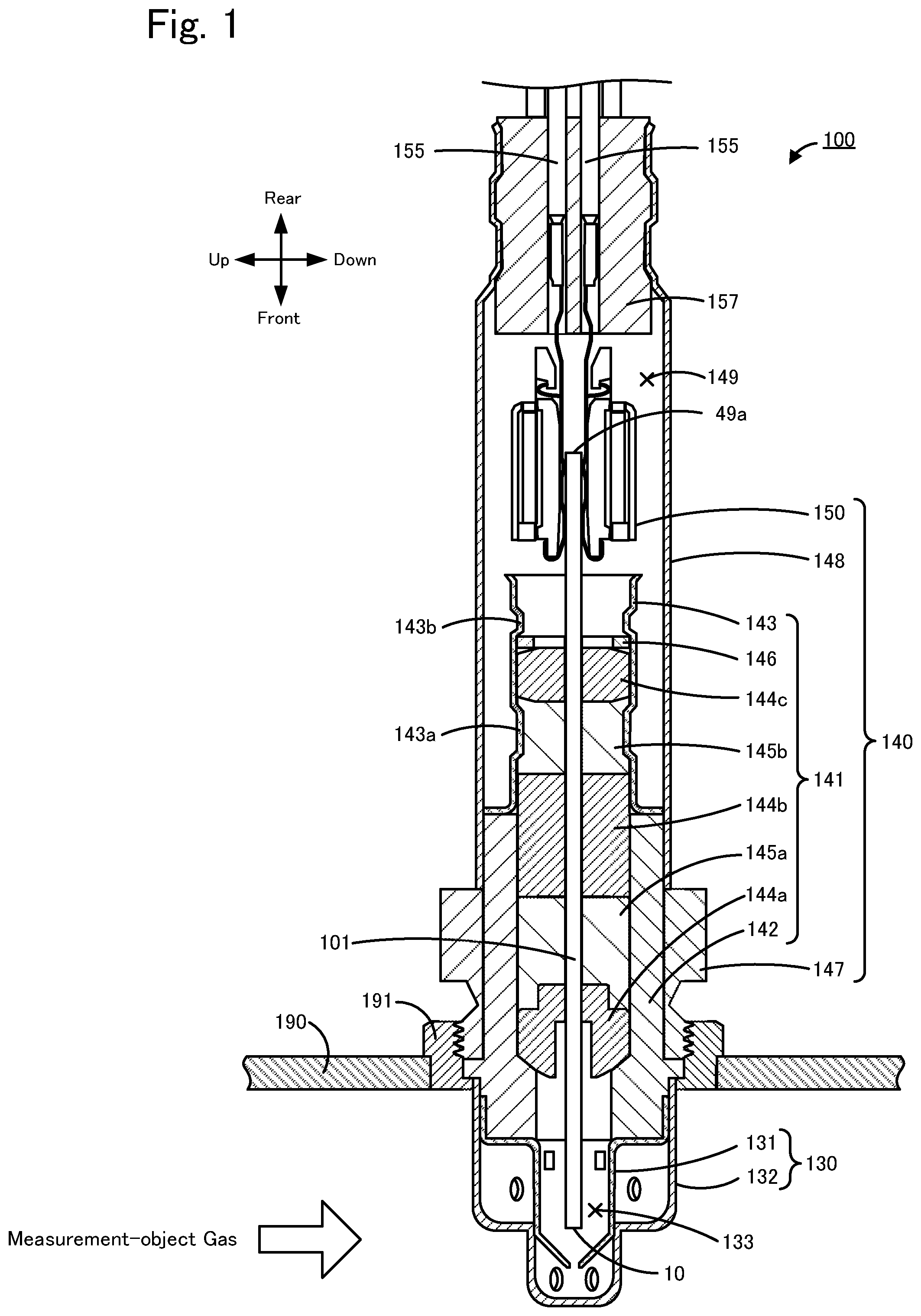 Patent US12366565 Figure 1 – Gas sensor and method of diagnosing moisture absorption state of gas sensor