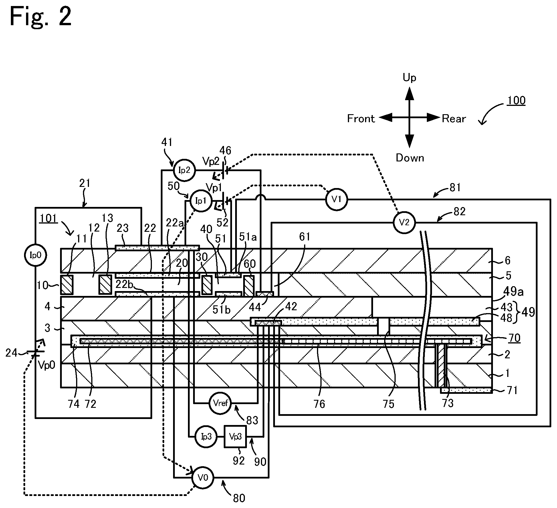 Patent US12366565 Figure 2 – Gas sensor and method of diagnosing moisture absorption state of gas sensor