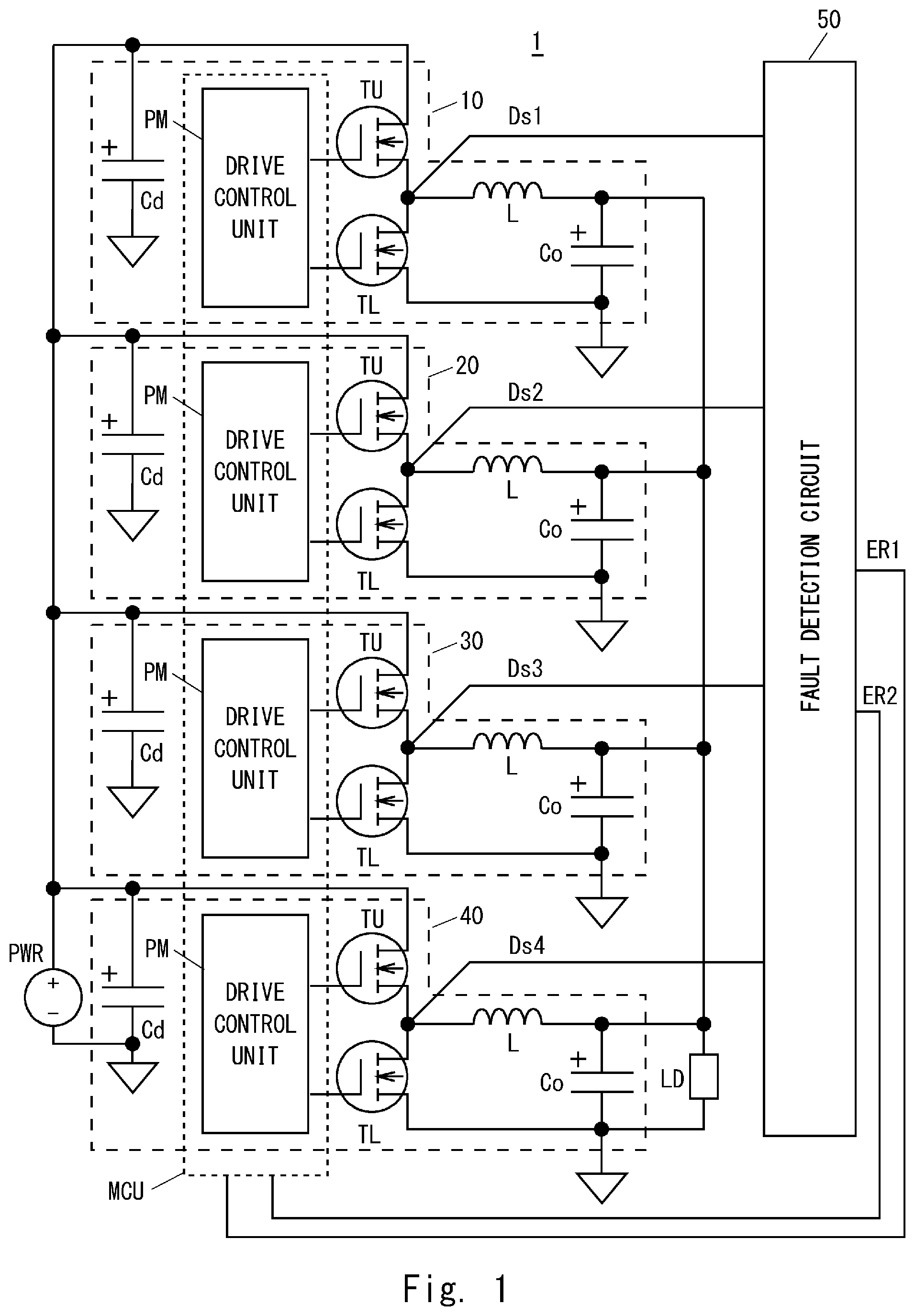 Patent US12366596 Figure 1 – Fault detection circuit