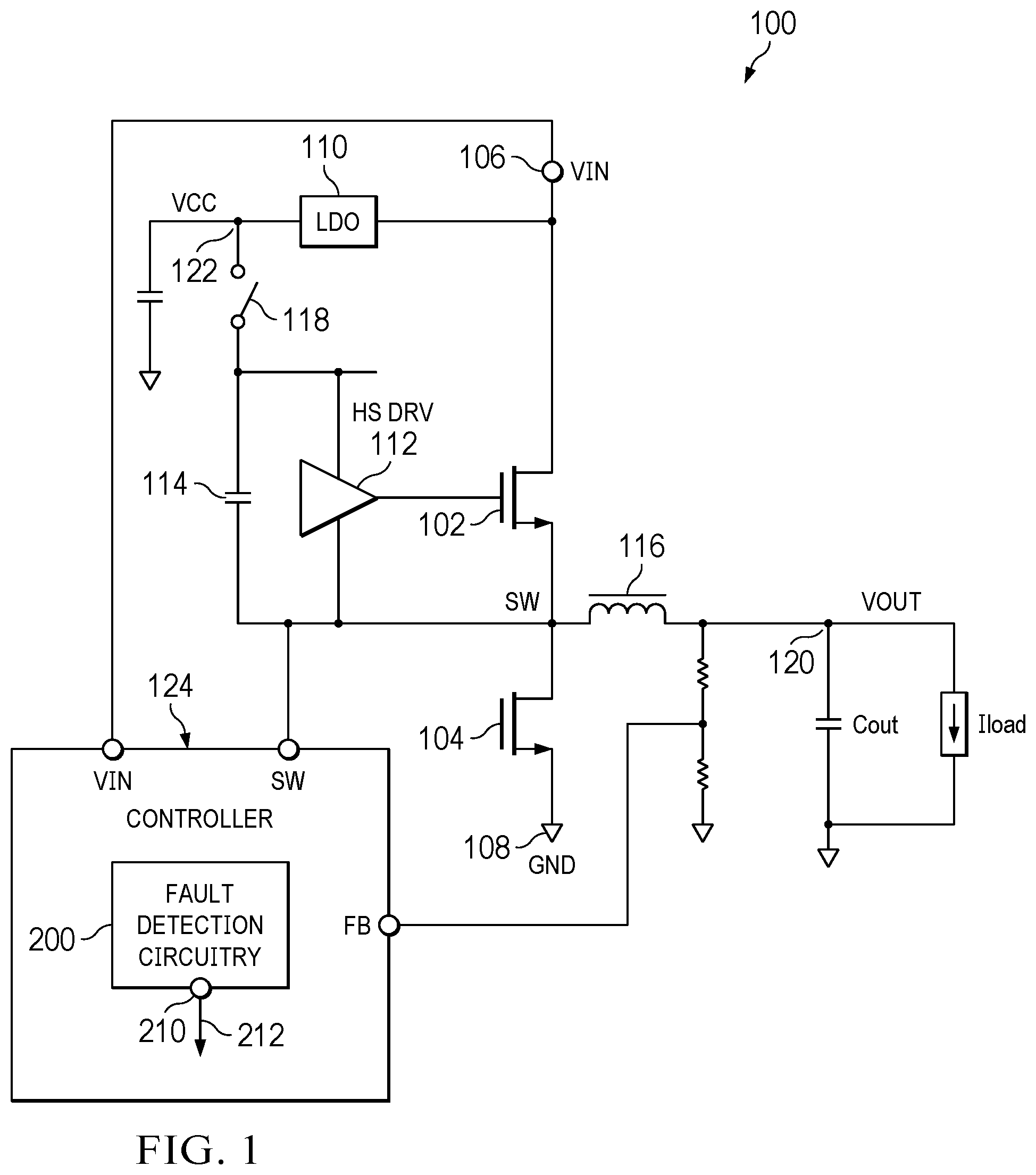 Patent US12366607 Figure 1 – Fault detection circuit