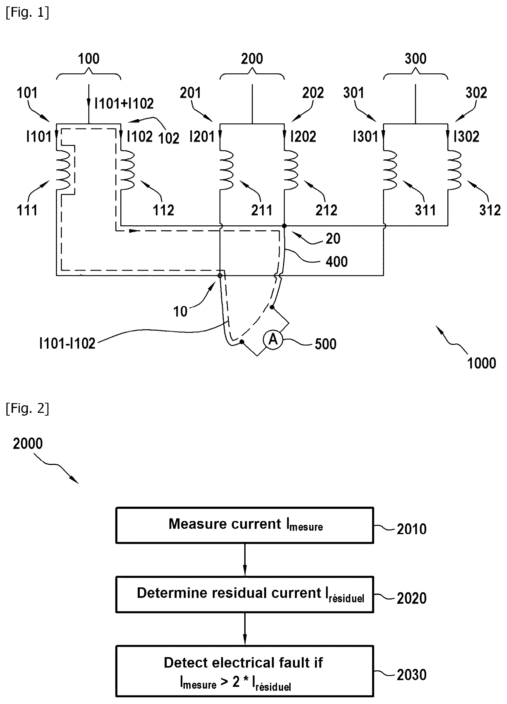 Patent US12366612 Figure 1 – Device for detecting a short-circuit fault in a winding of an electric machine