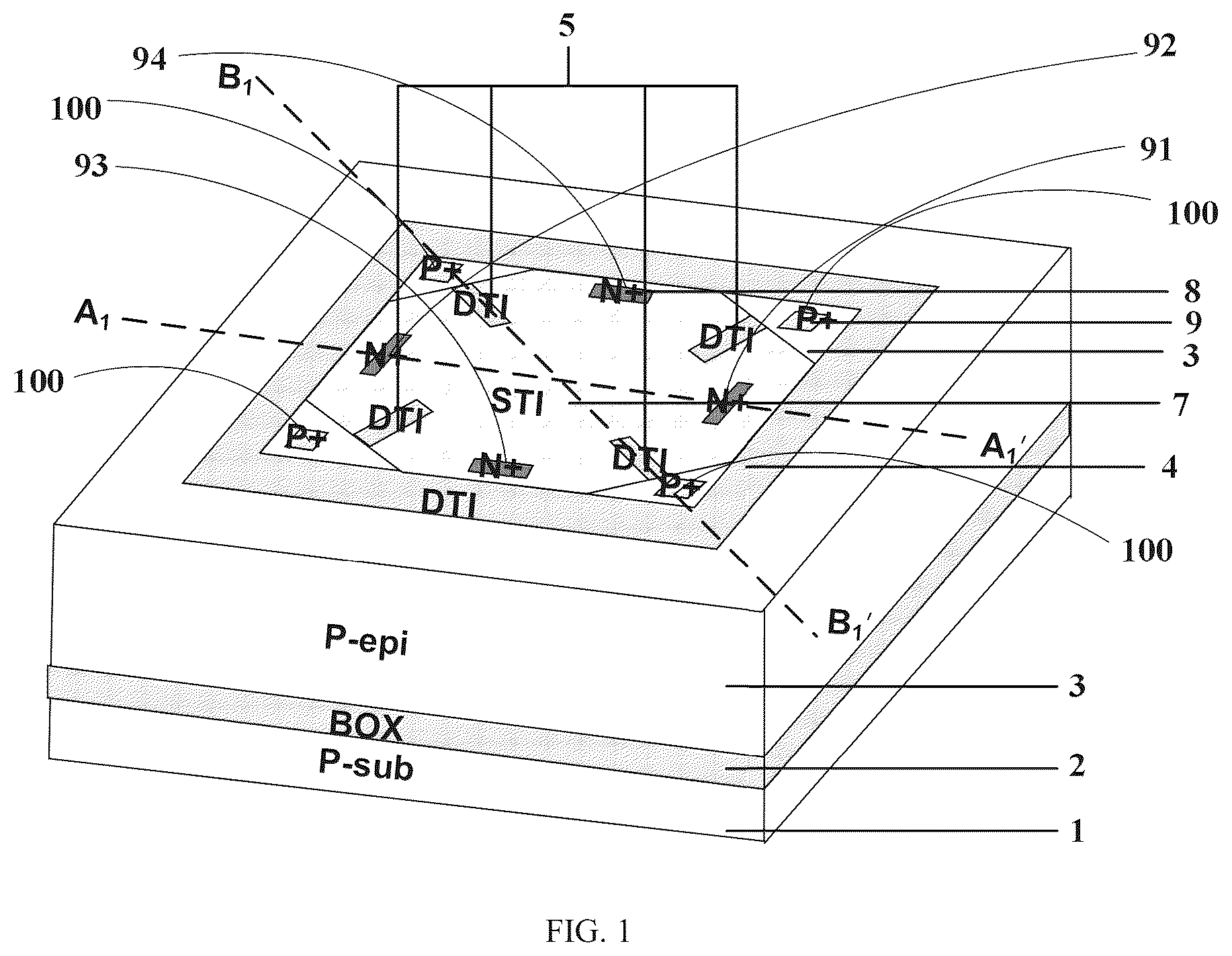 Patent US12366614 — Horizontal hall device and preparation method — Figure 1