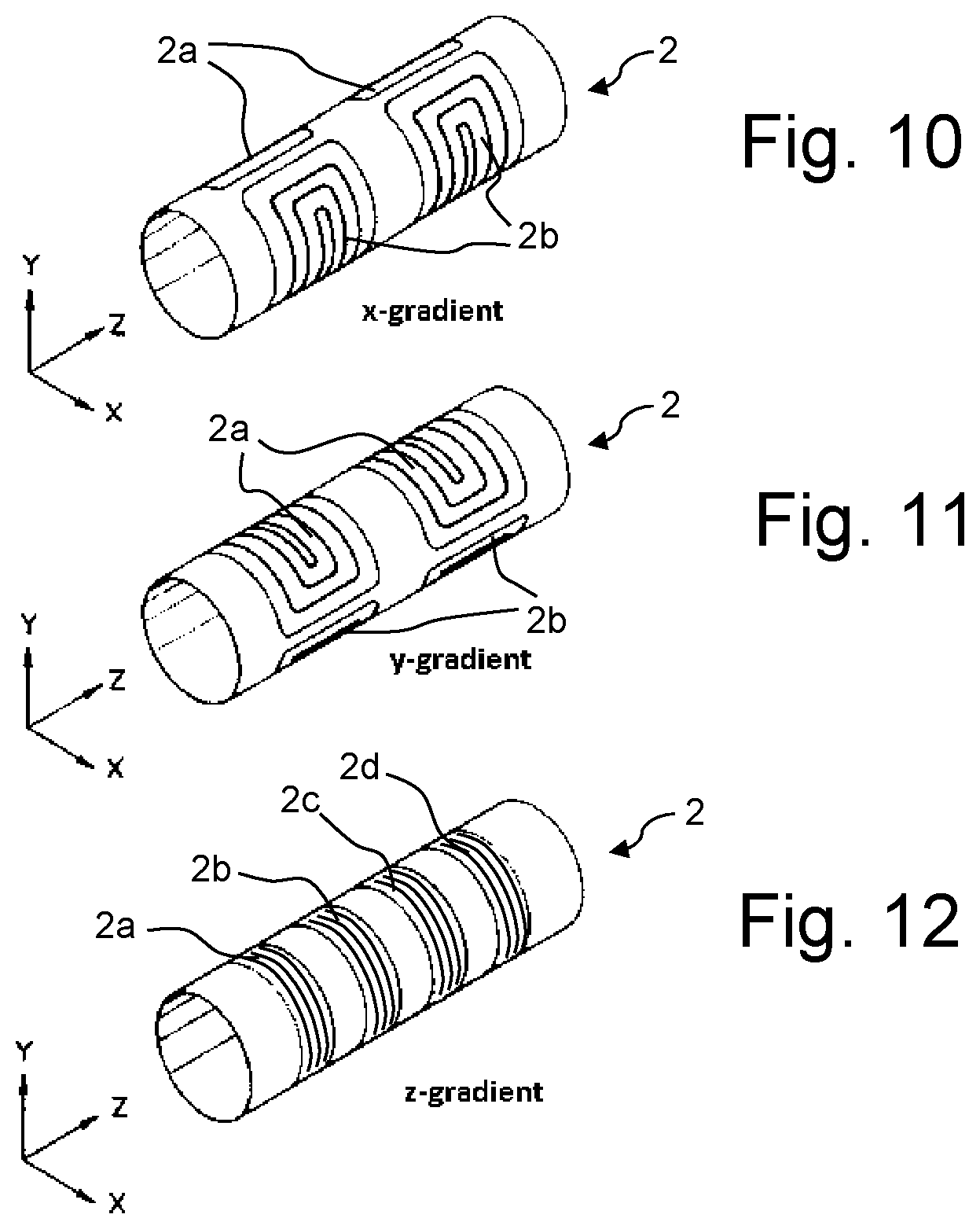 Patent US12366620 Figure 11 – Split self-shielded gradient coil system, with power supply system for individually adjusting currents of sub-coil groups